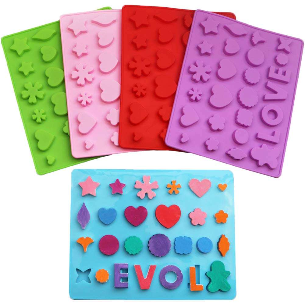 5Pcs Heart-Shaped Silicone Ice Cube Trays - 26 Cavities for Ice, Cake, Candy, Muffin & Chocolate Molds - DIY Baking & Fondant Decorating Tools - Perfect for Valentine's Day, Parties & Home Baking