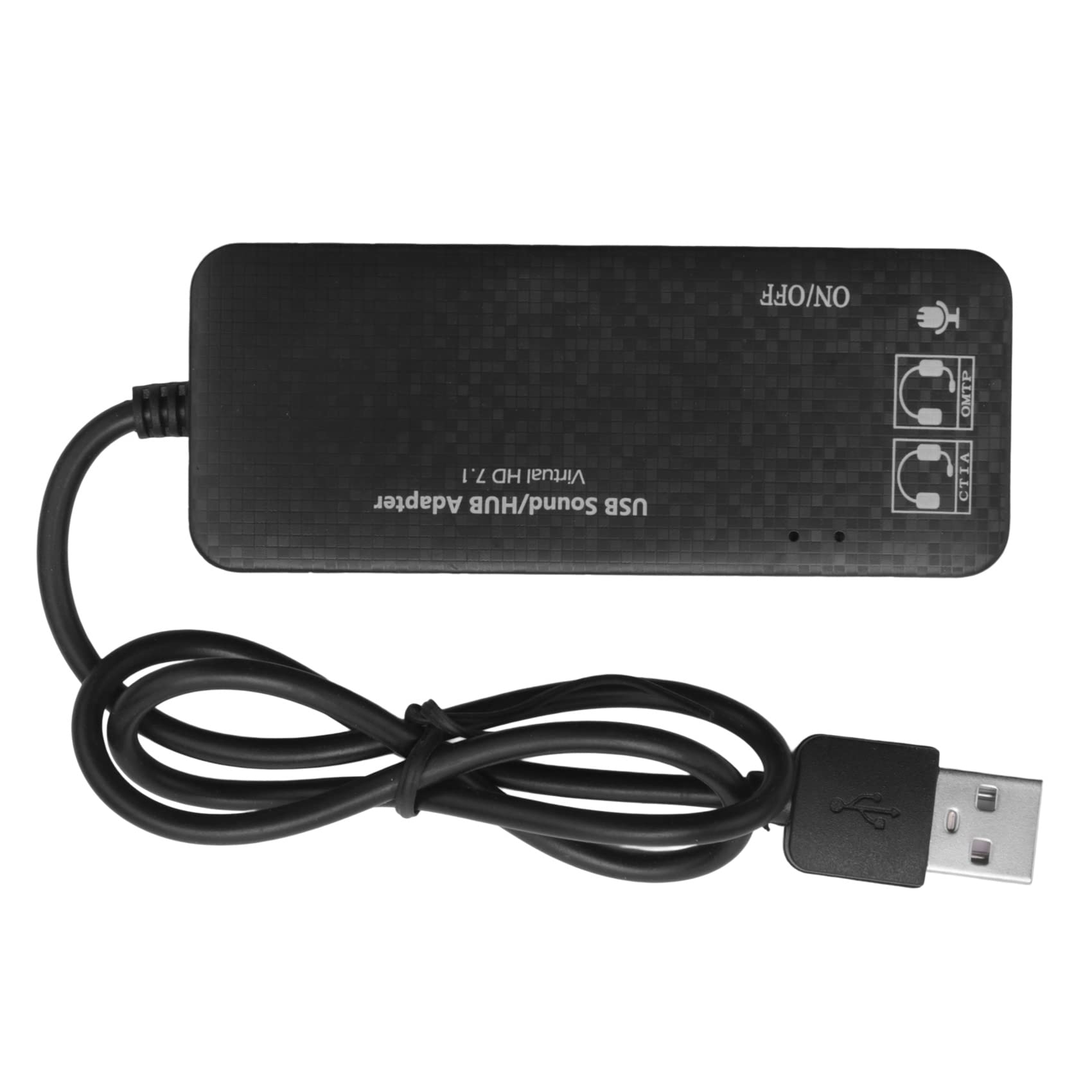 Koanhinn 3-Port USB 2.0 Hub with 7.1 Channel Sound Card & Headset Microphone Adapter for PC - Black | Perfect for Gaming, Streaming & Conference Calls