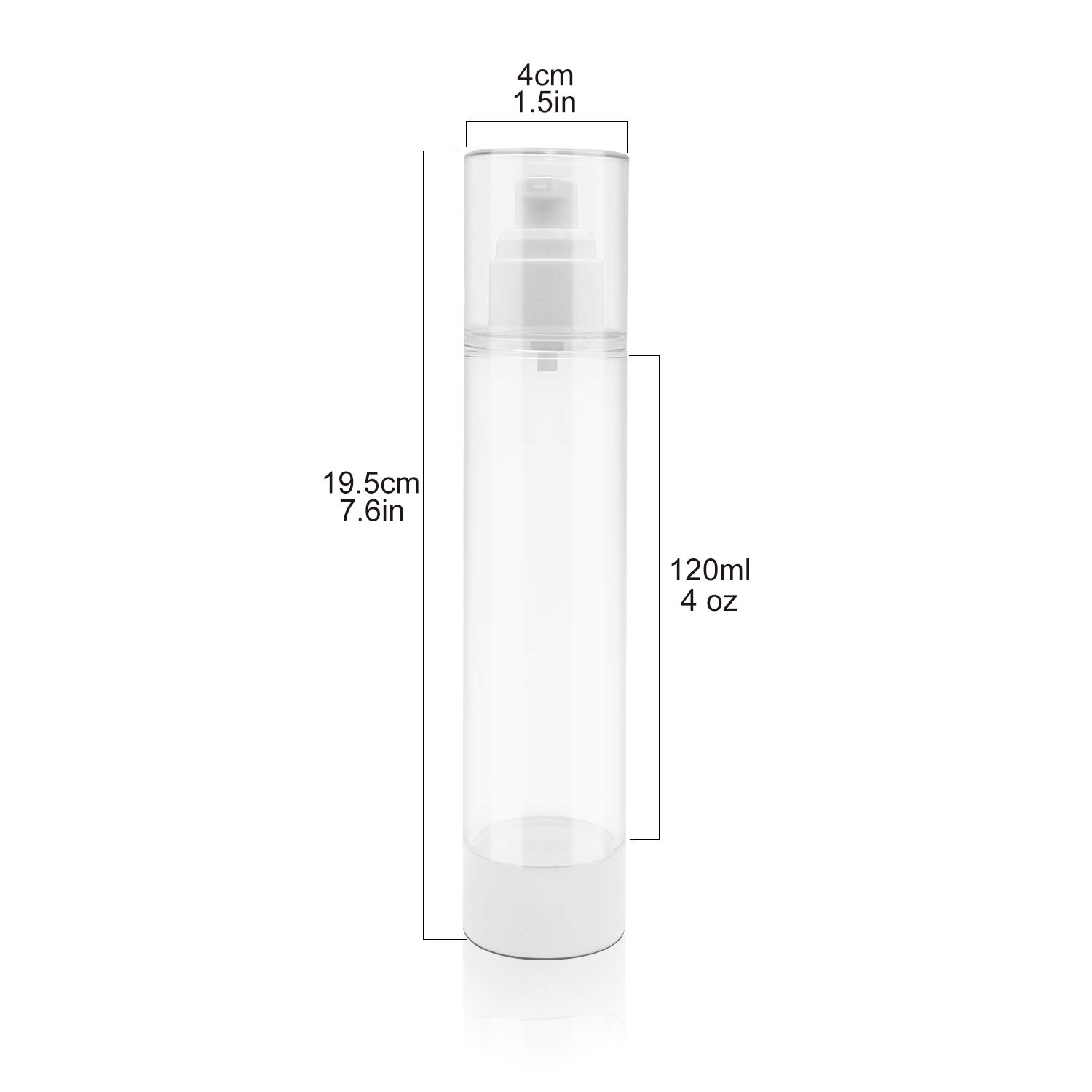 TrendBox 4oz Airless Pump Bottles for Travel - 4 Pack, Perfect for Lotions & Creams