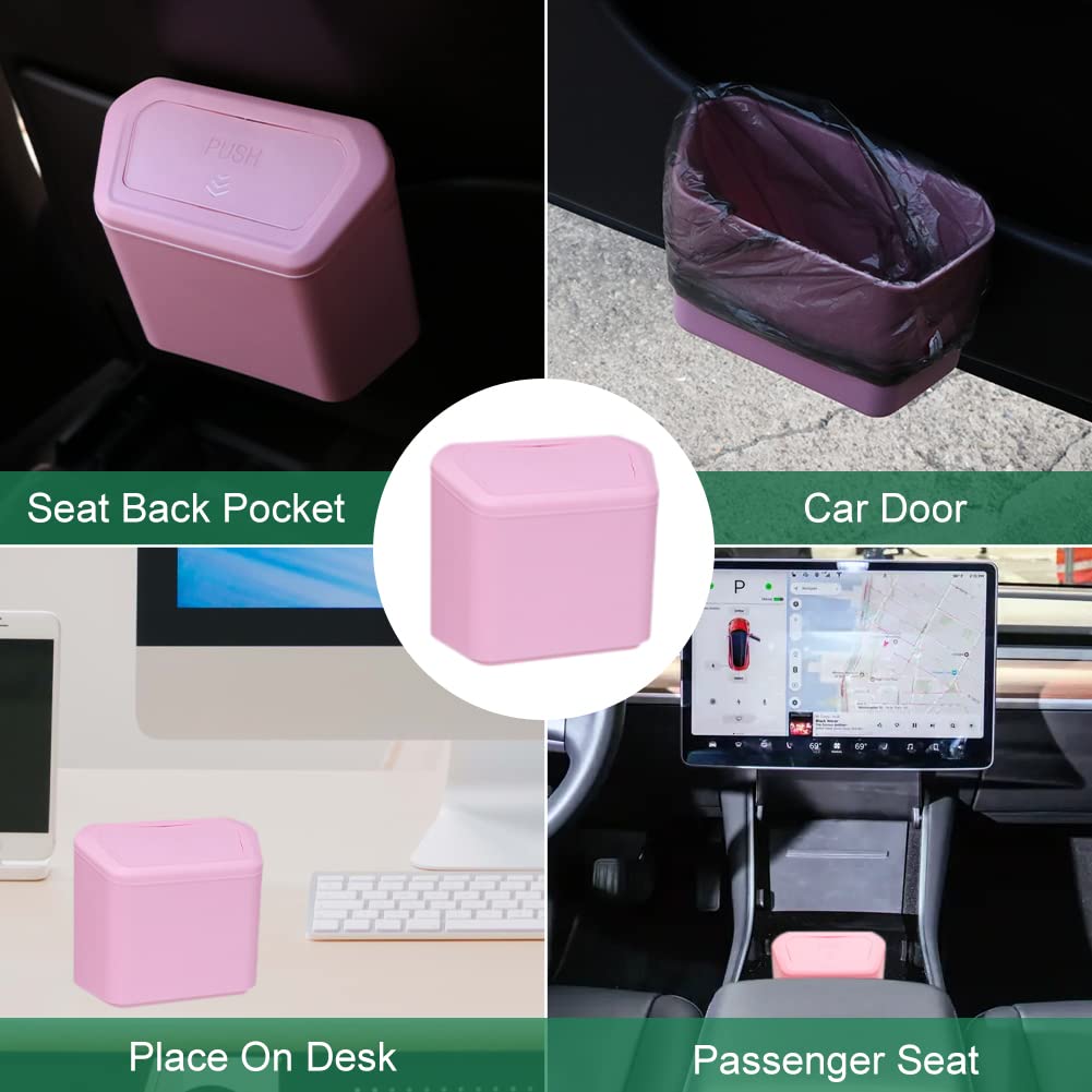Bohisen Waterproof Car Trash Can - 1.0 Pounds Capacity, Pink Plastic Auto Garbage Bin for Sedan, SUV, Truck | Ideal for Road Trips, Commuting & Keeping Vehicle Clean