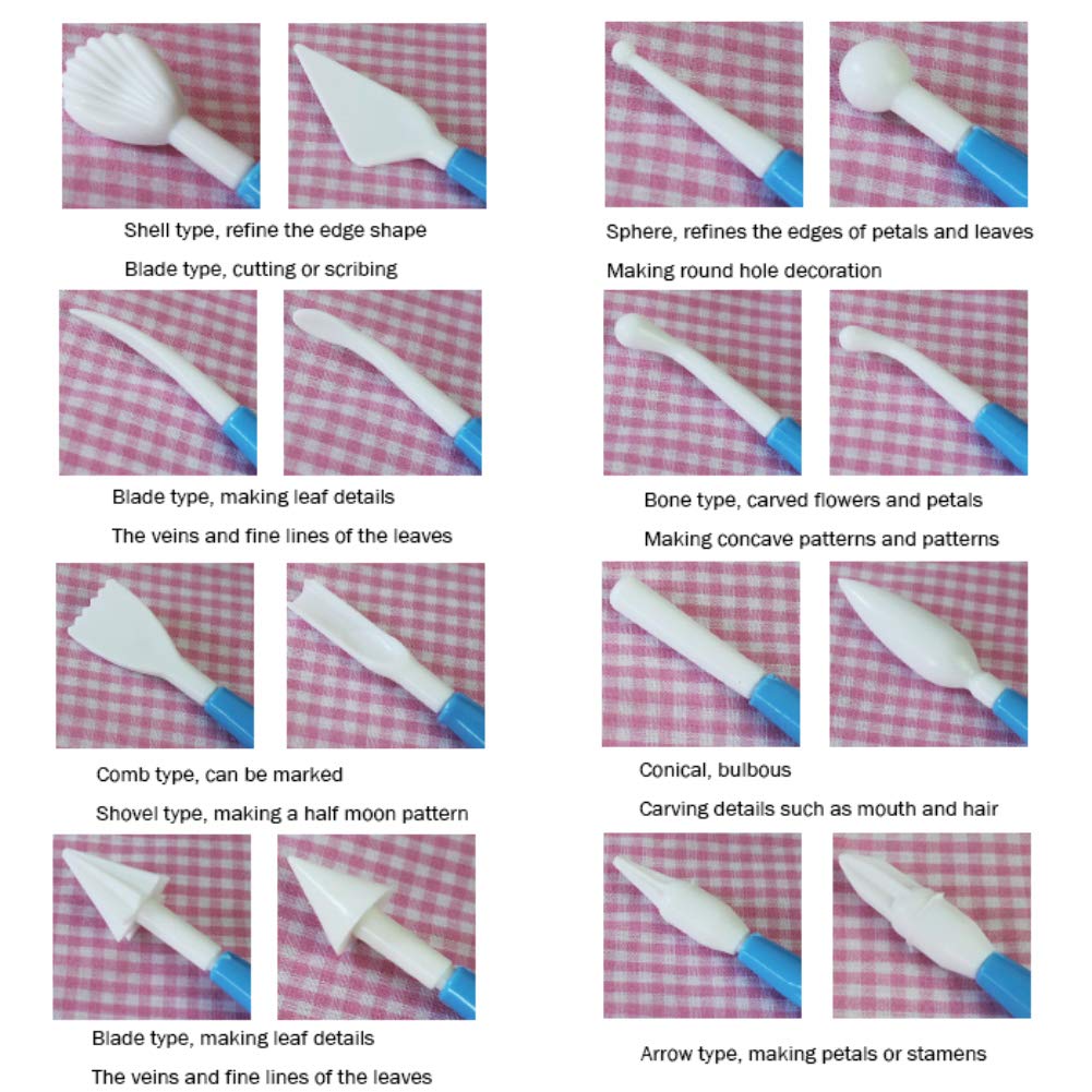 Premium Cake Decorating Tools Set - 8 Piece Fondant Shaping Kit with 16 Design Patterns for Baking, Wedding & Birthday Cakes (Light Pink) - Perfect for Professional Bakers & Home Baking Enthusiasts