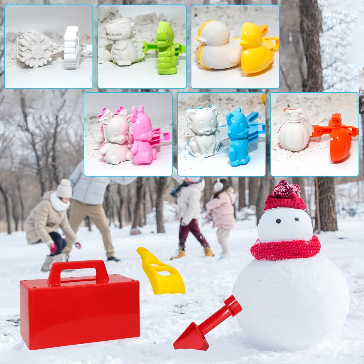 Holady Snow Fort Building Blocks & Sand Castle Mold Kit - 9-Piece Outdoor Winter & Summer Toys for Kids | Perfect for Snow Play, Beach Activities & Backyard Fun