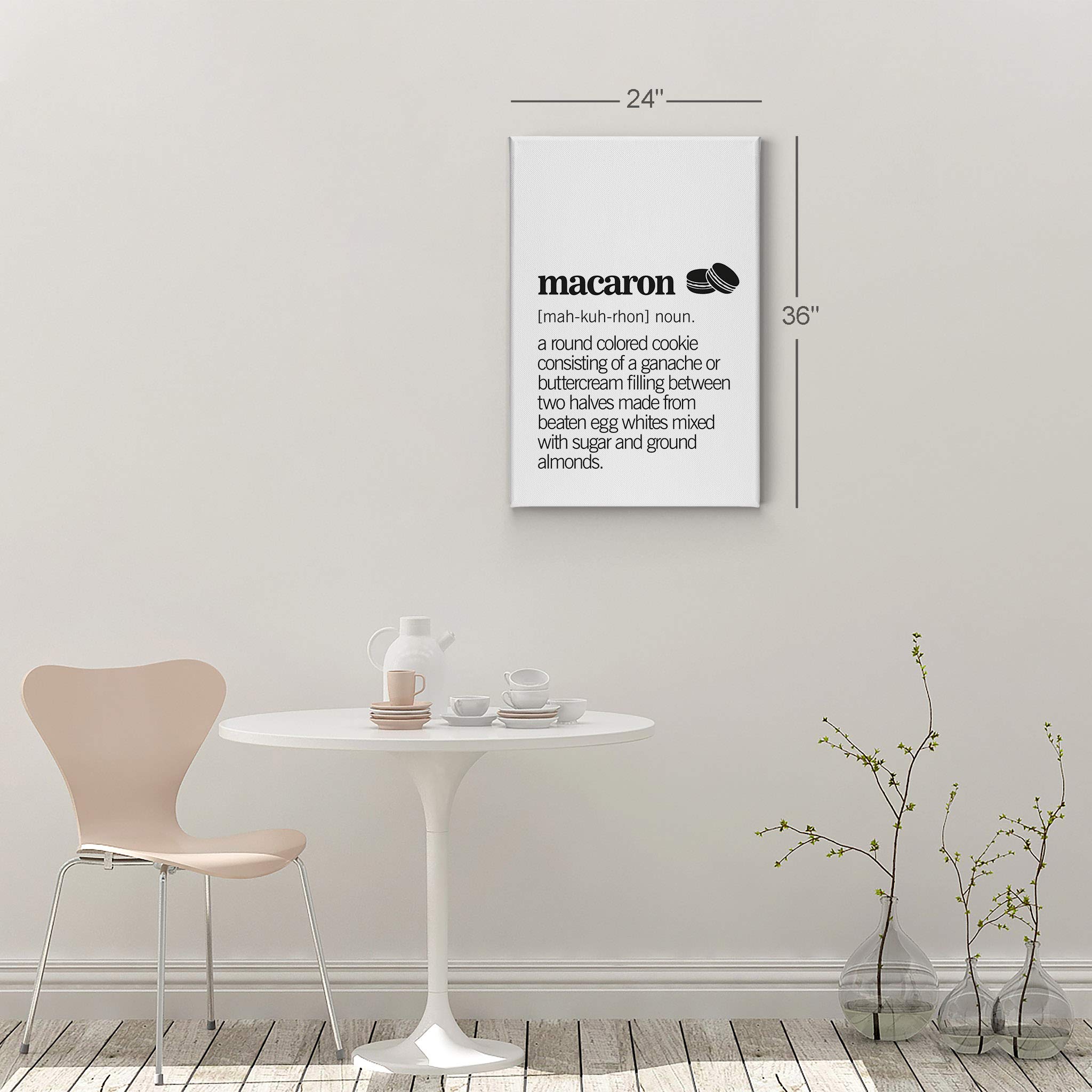 Funny Macaron Definition Canvas Wall Art Print - Kitchen & Cafe Decor, Farmhouse Dining Room, Modern Housewarming Gift (36x24 Inch, Ready to Hang) - Perfect for Bakeries, Coffee Shops & Home Kitchens