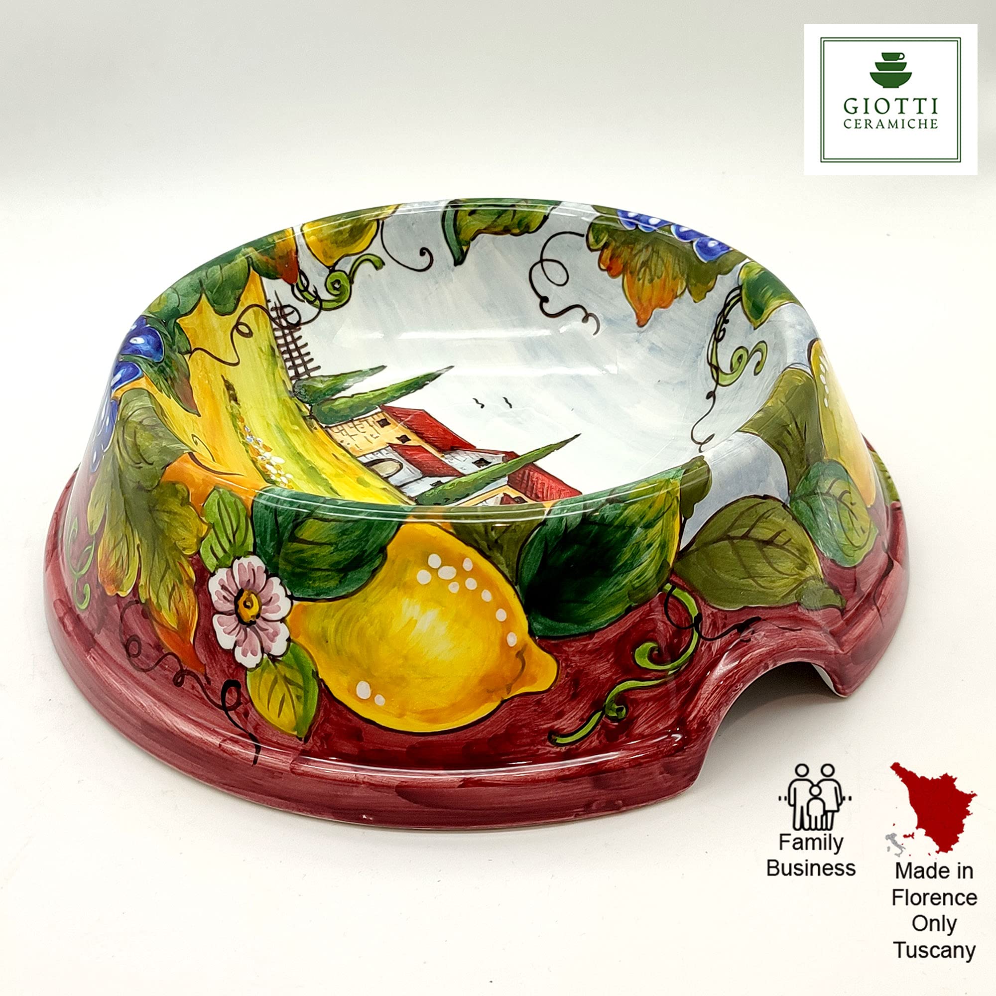 Italian Hand-Painted Ceramic Pet Bowl - Tuscan Style Dog & Cat Food Dish - Durable Dishwasher Safe Bowl for Small Animals - Perfect Gift for Pet Lovers | Ideal for Home Decor, Kitchen Use & Outdoor Feeding