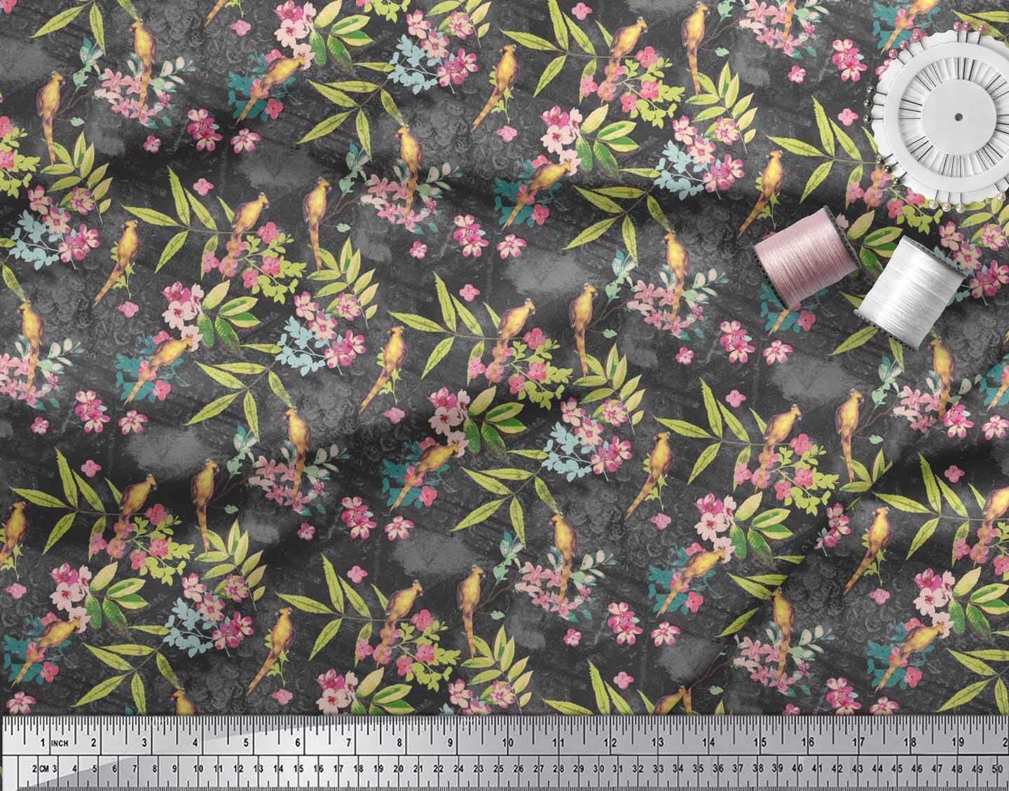 Soimoi Black Cotton Cambric Fabric - 56