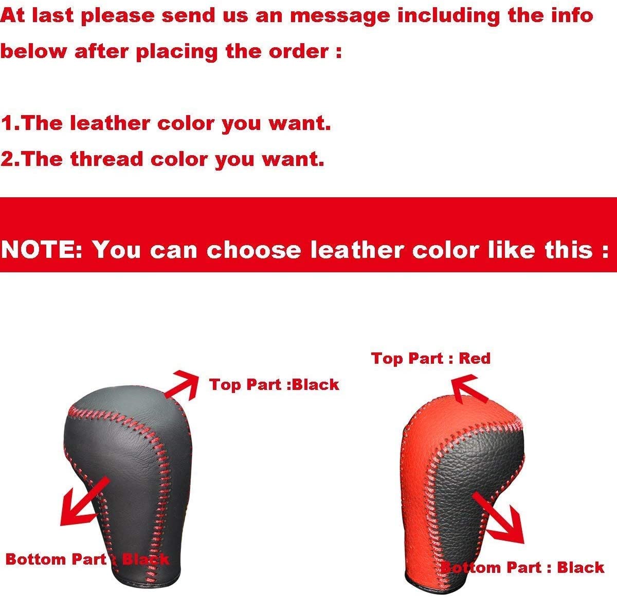Genuine Leather Gear Shift Knob Cover for Volkswagen VW Golf Jetta Atlas Passat Tiguan Touareg Beetle GLI GTI R CC E-Golf - Automatic Transmission Accessories (Custom Fit) - Perfect for Car Interior Upgrade & Comfort Driving