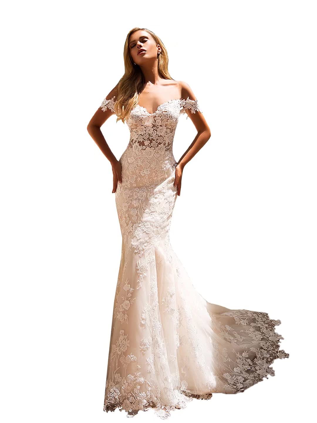 Elegant Mermaid Wedding Dress Satin Sweep Train V-Neck Backless Beach Bridal Gown - Perfect for Beach Weddings, Destination Ceremonies & Romantic Photoshoots