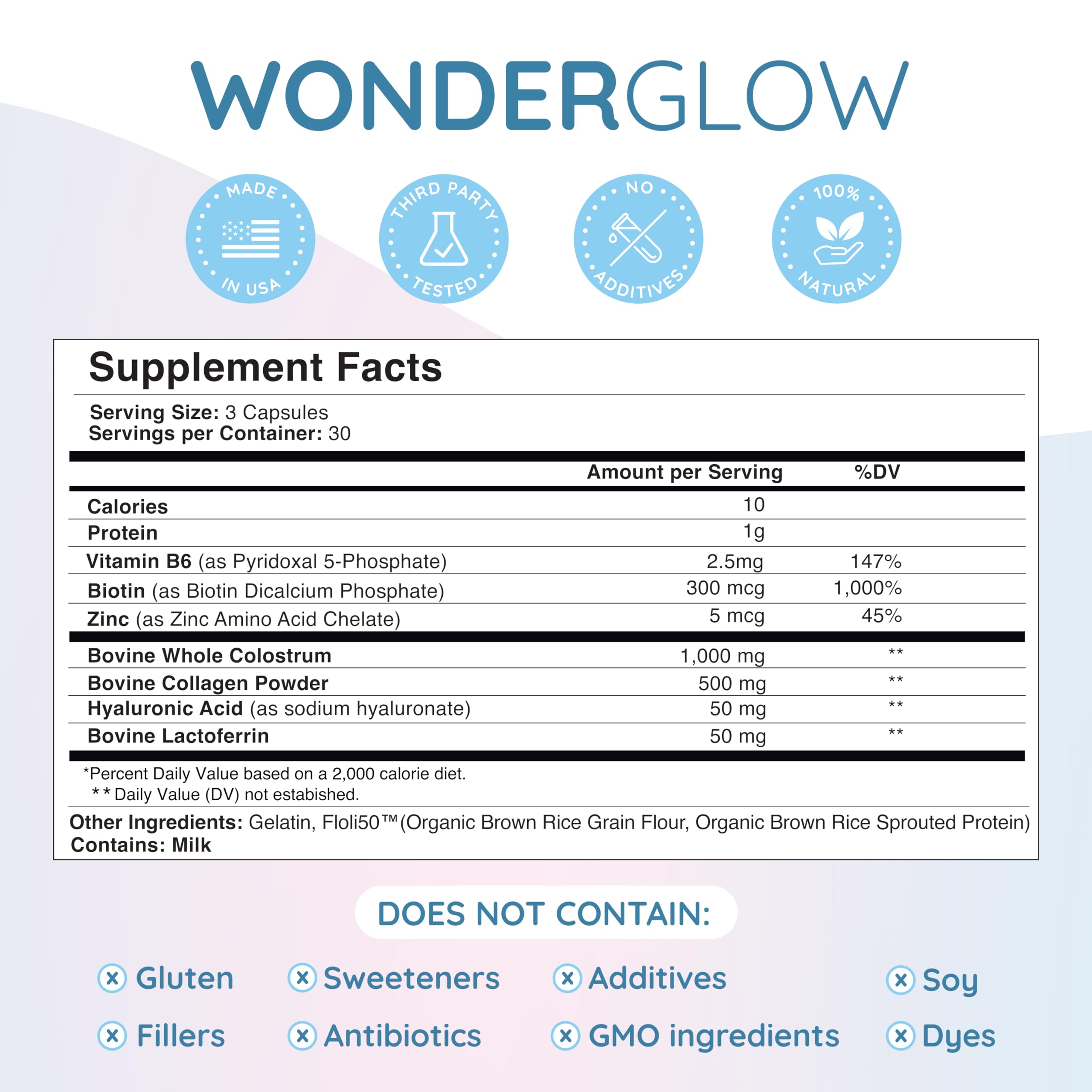 Premium Hair Skin & Nails Vitamins with Bovine Colostrum, Collagen, Hyaluronic Acid, Biotin, Zinc & Lactoferrin - Supports Faster Hair Growth, Stronger Nails & Radiant Skin - 30 Day Supply of Vegan Capsules for Women & Men - Perfect for Daily Beauty Routine & Wellness Support