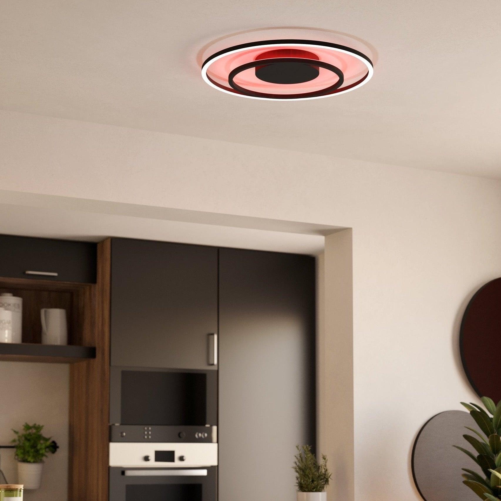 Eglo Connect Calagrano Z Smart Black LED Flush Ceiling Light - Modern Dimmable Lighting for Bedroom, Kitchen & Living Room - Alexa & Google Home Compatible