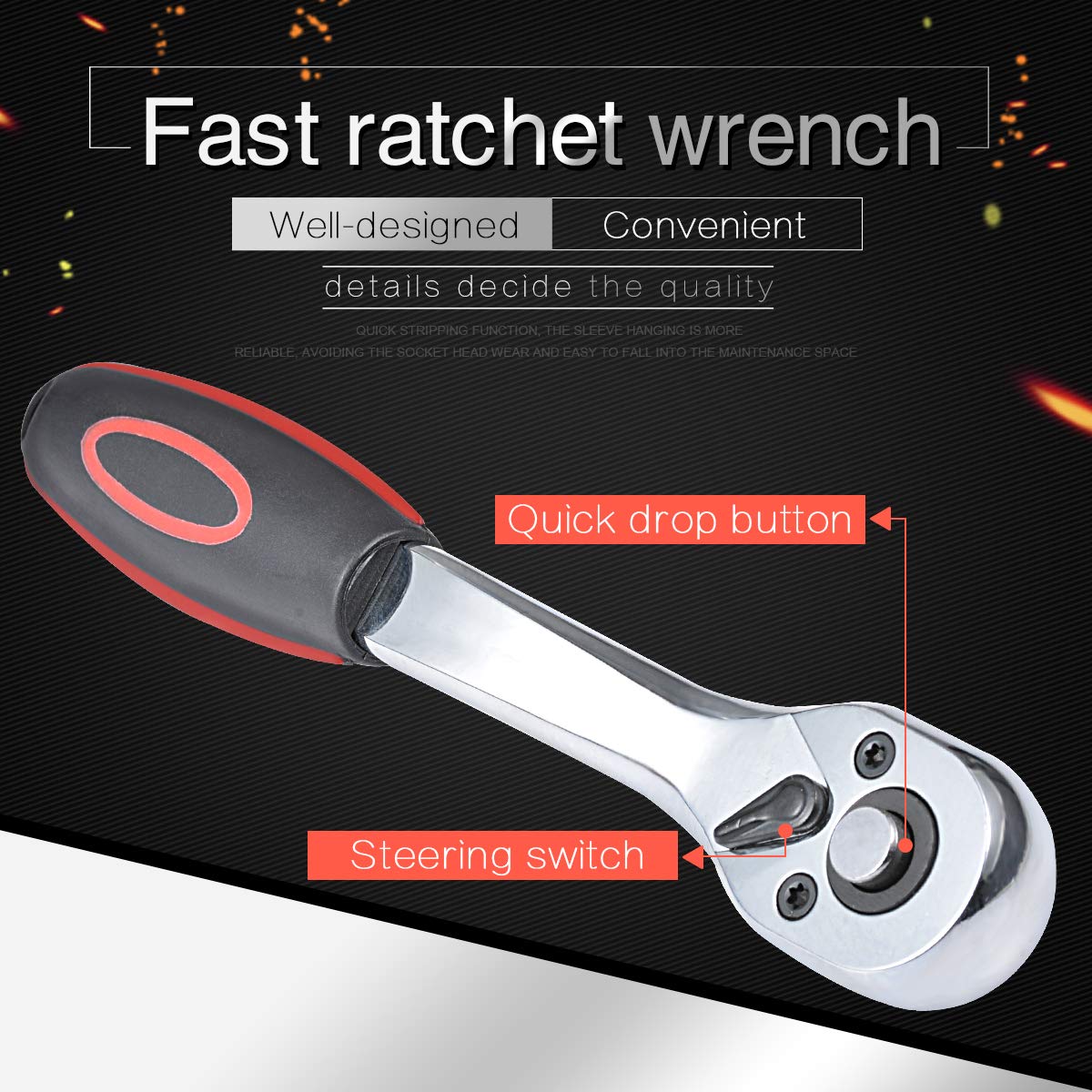 KATUR 72-Tooth Extendable Telescopic Ratchet Wrench - 1/4 Inch Quick Release Composite Offset Socket Wrench with 157mm Long Handle - Perfect for Automotive Repair, DIY Projects & Tight Spaces