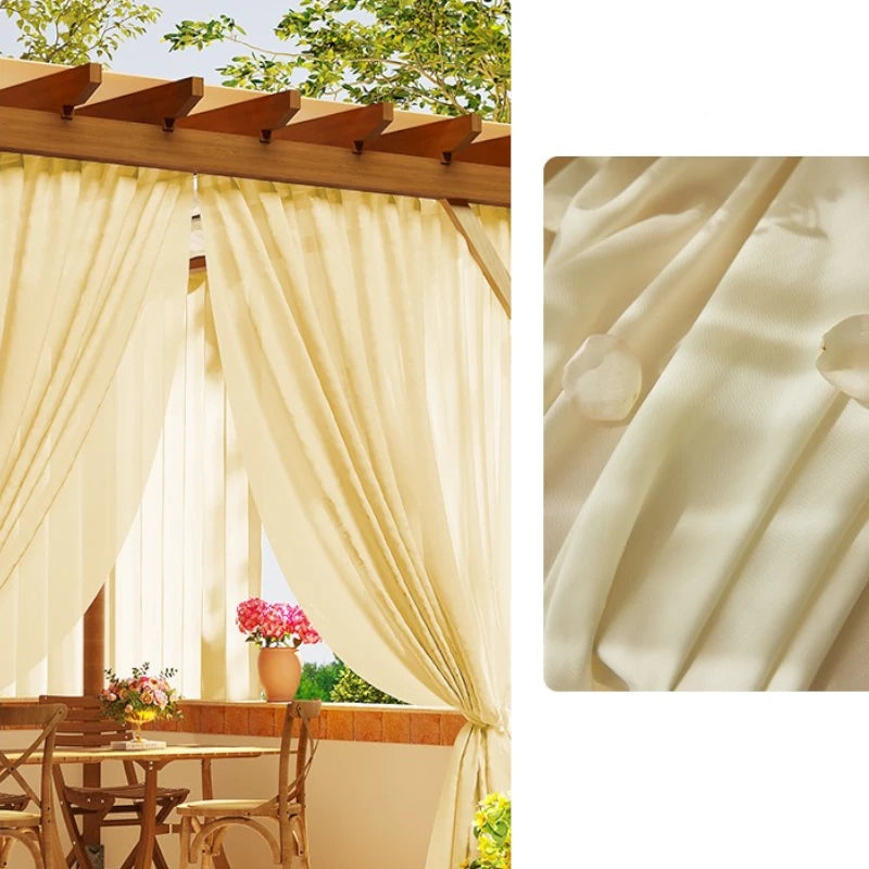 Rita Waterproof Semi-Sheer Outdoor Curtains for Patio, Deck & Porch - UV Resistant & Weatherproof Window Drapes for Sun Protection & Privacy