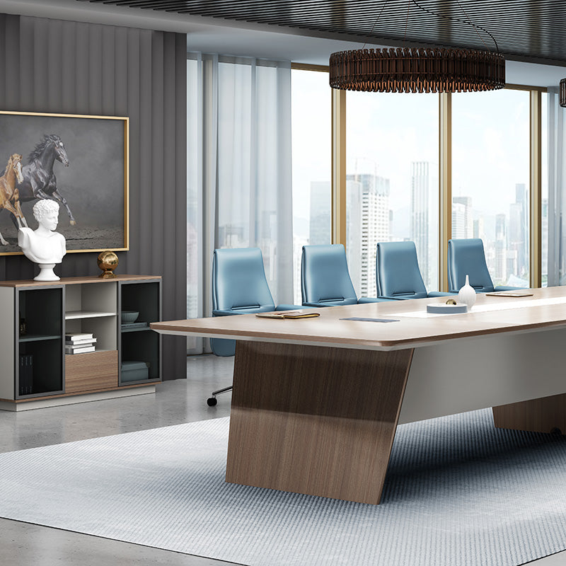 Premium ANDERS 240cm Boardroom Conference Table - Hazelnut & Beige Finish - Ideal for Executive Offices, Meeting Rooms & Corporate Workspaces