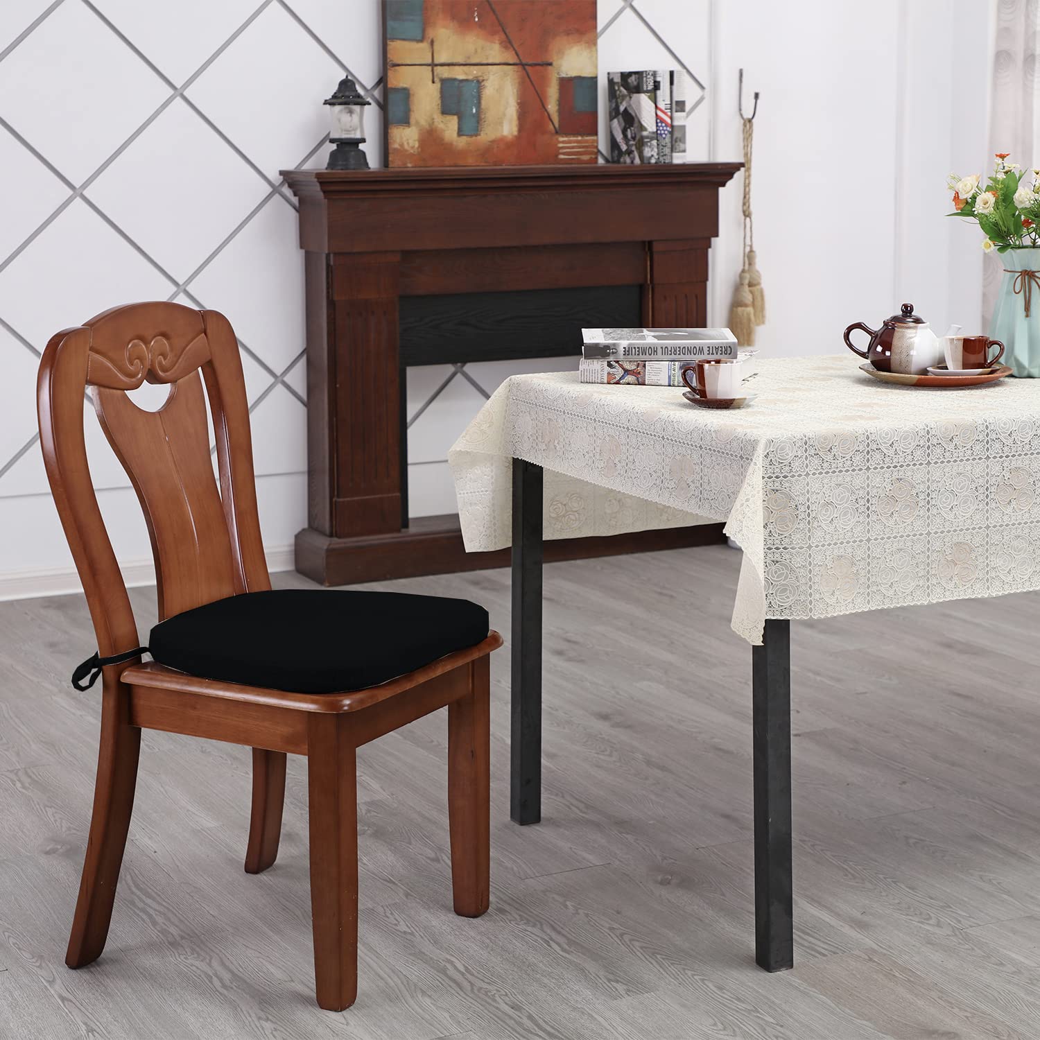 **Memory Foam Dining Chair Cushion with Non-Slip Ties - 16.5