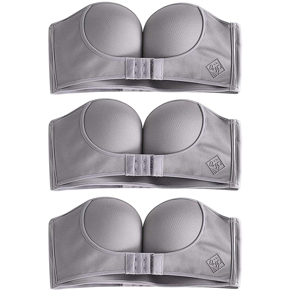 MBVBN Strapless Invisible Push Up Bra for Women - Adjustable Wirefree Non-Slip Front Buckle Lift Bras | Perfect for Wedding Dresses, Evening Gowns & Backless Outfits