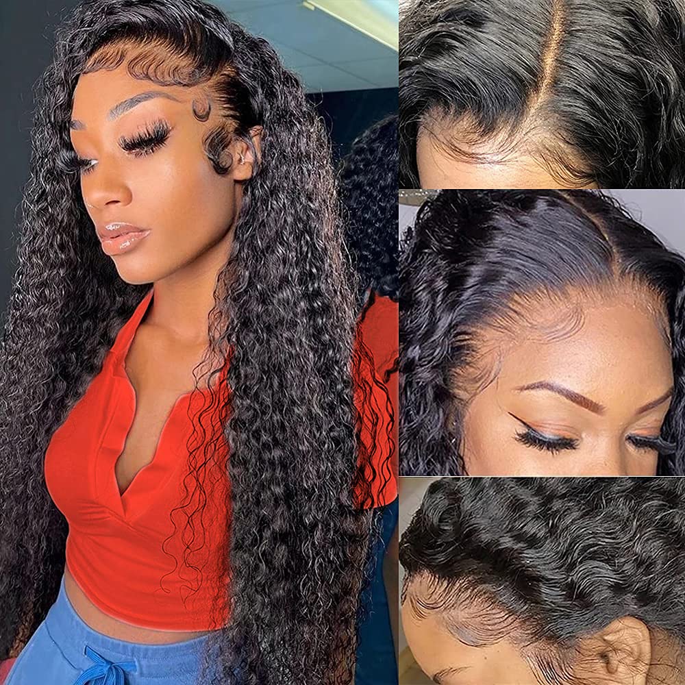 4x4 HD Transparent Lace Closure Human Hair Wigs - Brazilian Virgin Water Wave Lace Front Wigs for Black Women (180% Density, Pre-Plucked with Baby Hair, 22 Inch) - Perfect for Daily Wear, Parties & Special Occasions