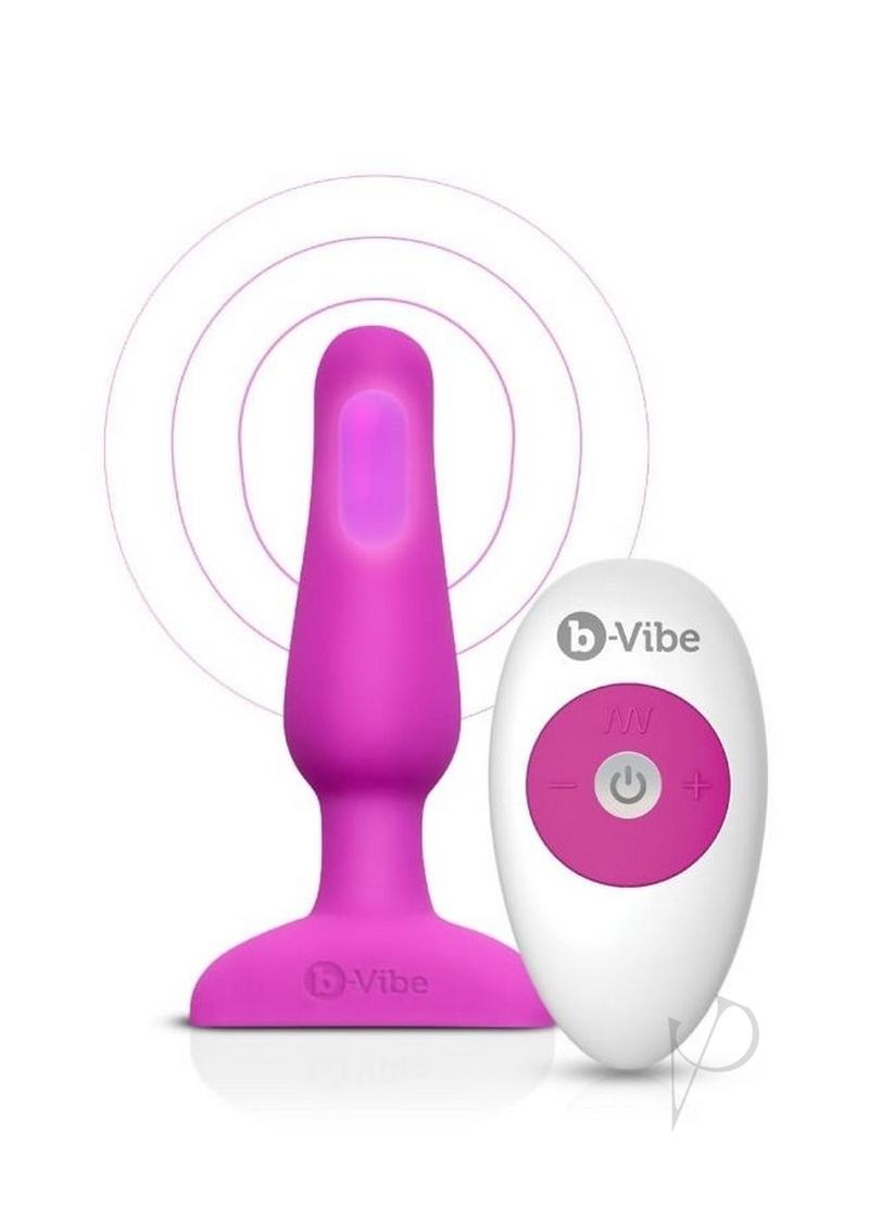 B Vibe Novice Plug - Rechargeable Silicone Anal Plug with Wireless Remote Control for Beginners - Fuchsia - Perfect for Couples Play & Solo Exploration