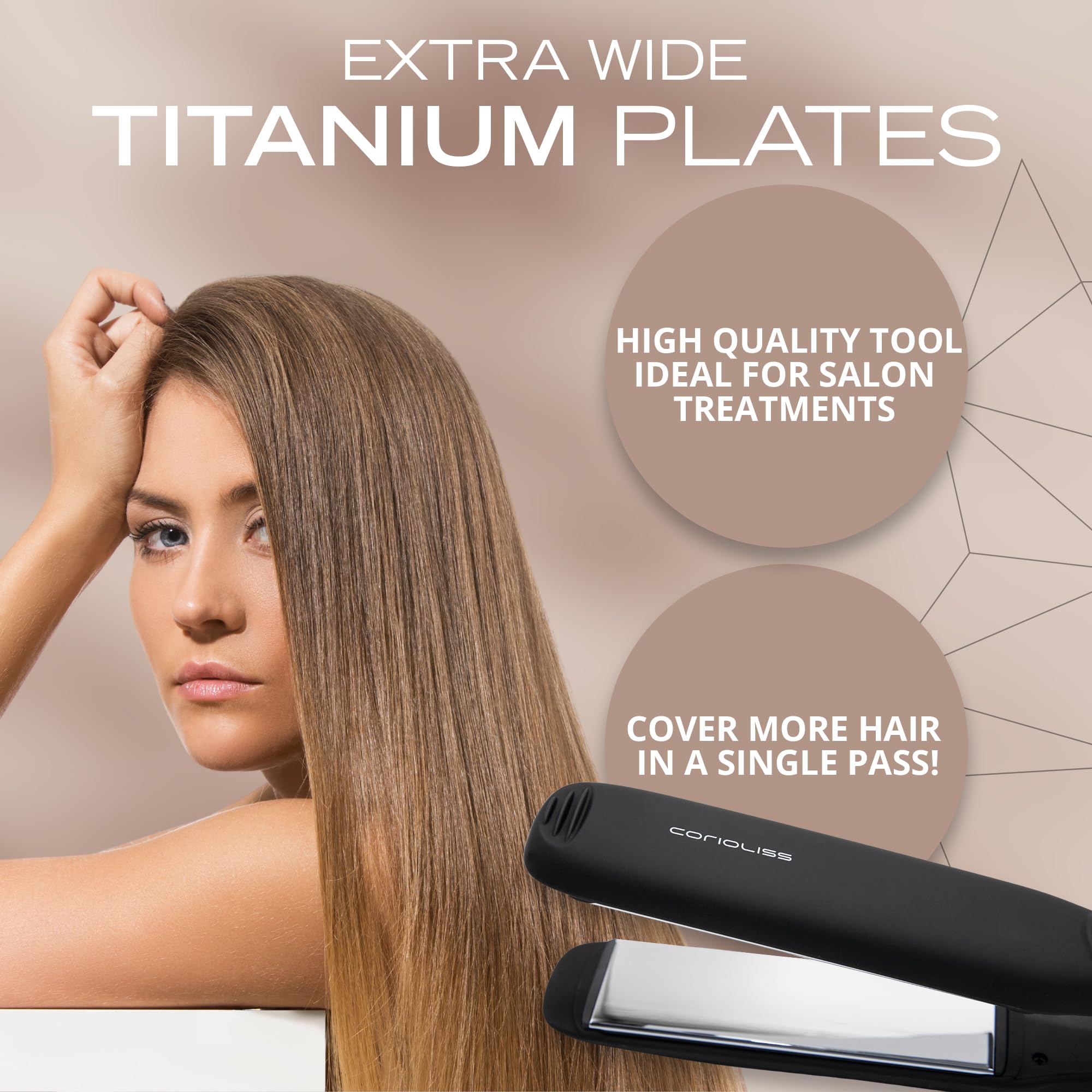 Corioliss Professional Hair Straightener for Women - Extra Wide Titanium Plates, Fast Heating Flat Iron, Black Soft Touch (C-Extreme) - Perfect for Salon-Quality Styling at Home, Travel & Everyday Use