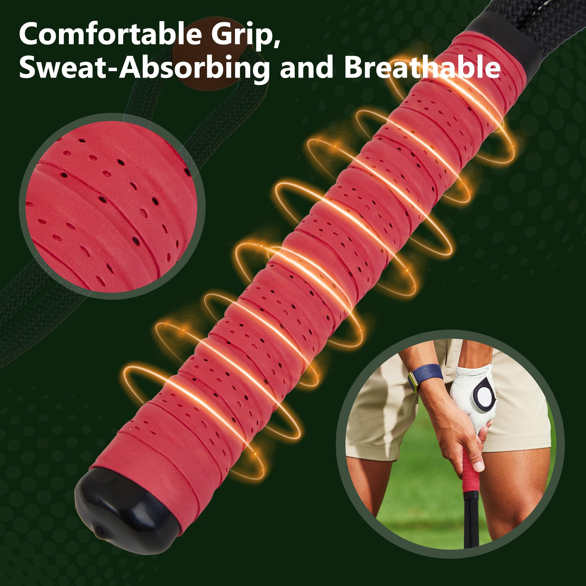 Golf Swing Trainer Rope Aid - Speed Power Tempo Training Tool with Weighted Ball | Indoor/Outdoor Club Rope Whip for Posture Practice & Lag Shot Drills | Perfect Golf Exercise Equipment for Driving Range & Backyard Practice (Red)