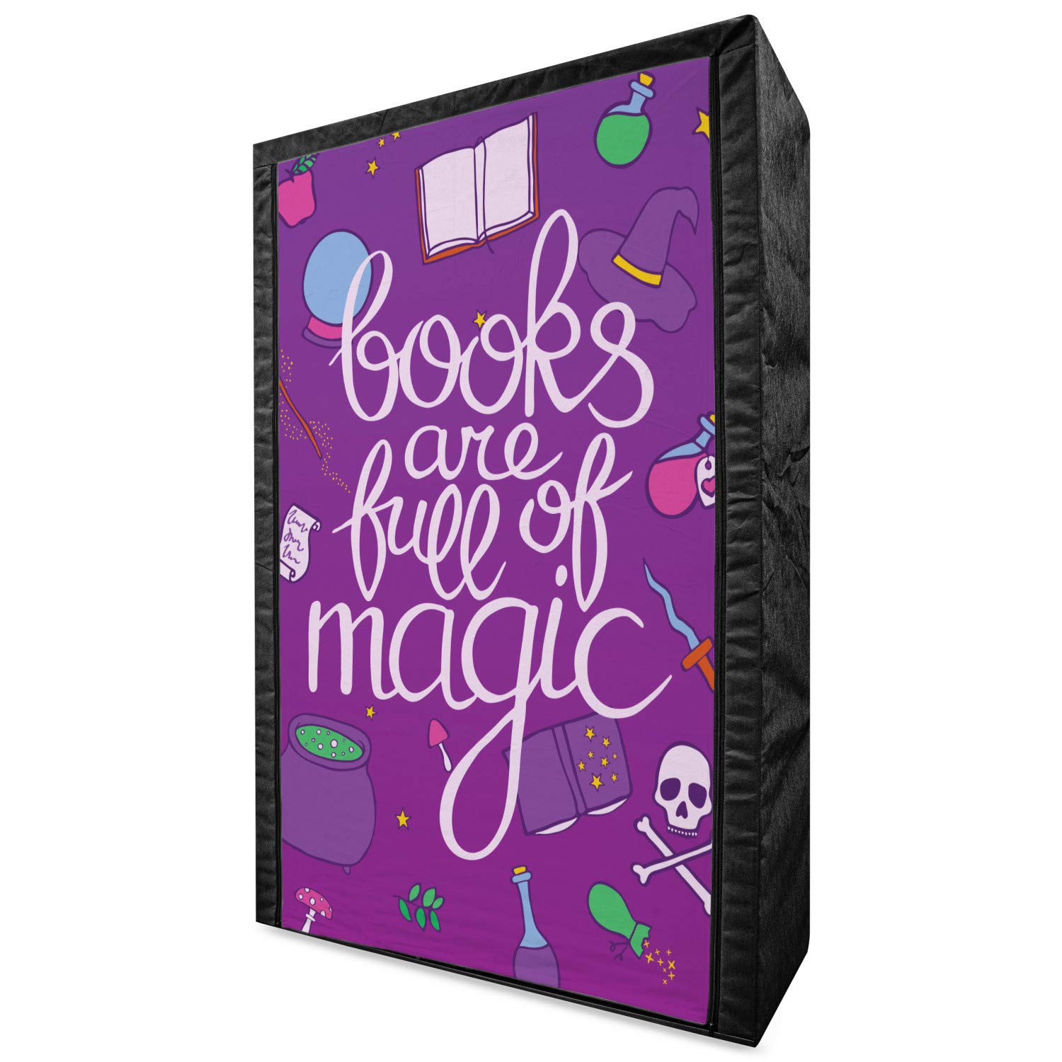 Ambesonne Portable Fabric Wardrobe - Bookshelf Design with Magic Wording & Witch Objects Print, 42.5