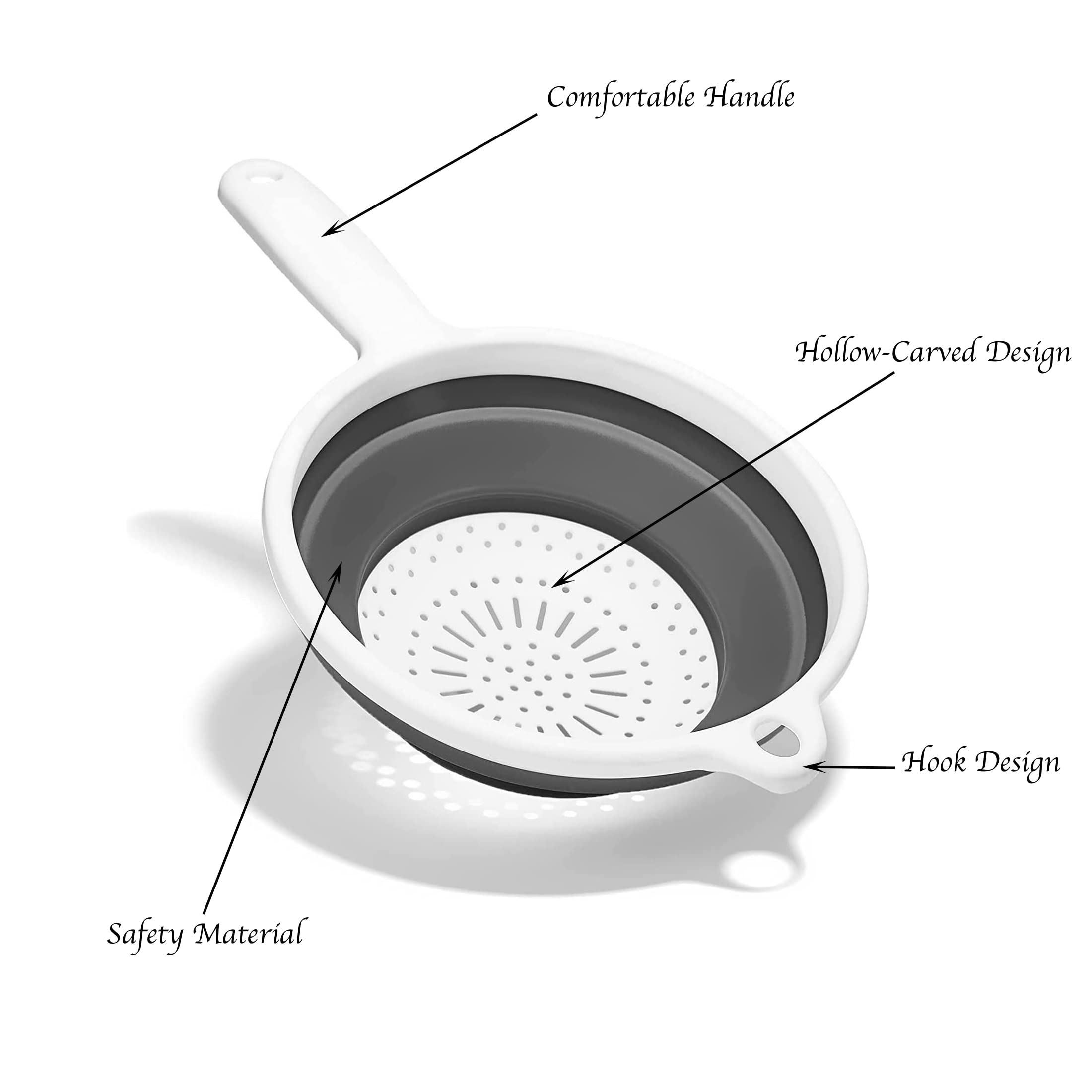 Foldable Silicone Colander with Handle - Collapsible Kitchen Strainer for Pasta, Salad, Fruits & Vegetables - Heat Resistant & Durable - Perfect for Cooking, Meal Prep & Camping
