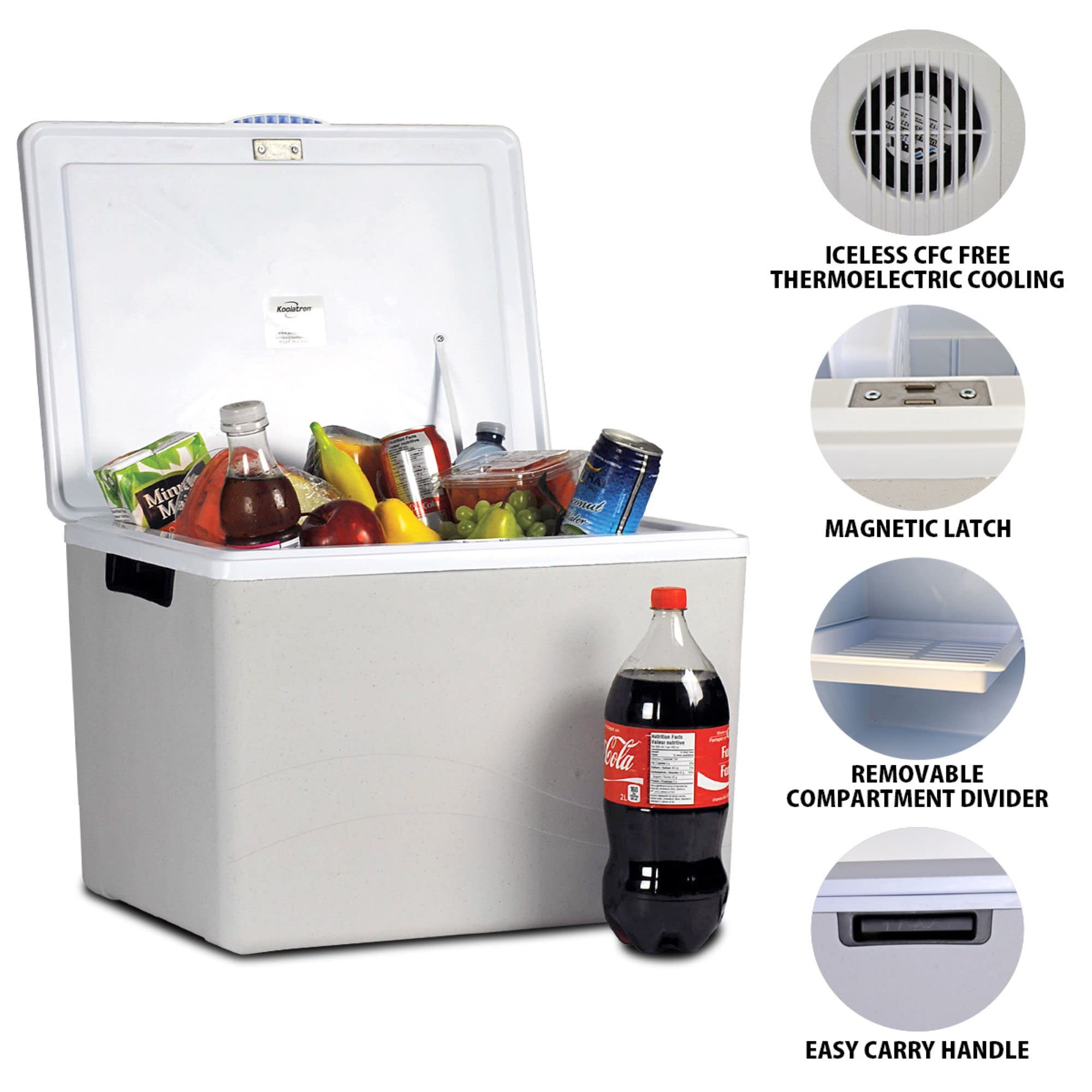 Koolatron 36 Quart Portable Electric Cooler & Warmer - 12V Insulated Hard-Sided Refrigerator for Car, Truck, Boat | Perfect for Camping, Travel, Road Trips | Keeps Food Fresh & Drinks Cold/Hot