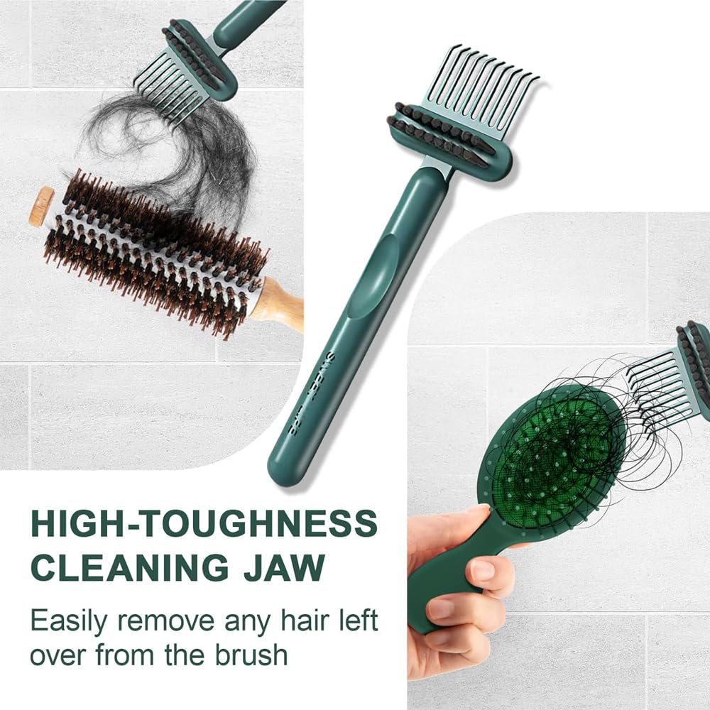 Galinpo 2-in-1 Hair Brush Cleaning Tool with Embedded Comb - Hair Brush Cleaner & Remover Rake for Removing Hair, Dust & Lint - Perfect for Home, Salon & Travel Use
