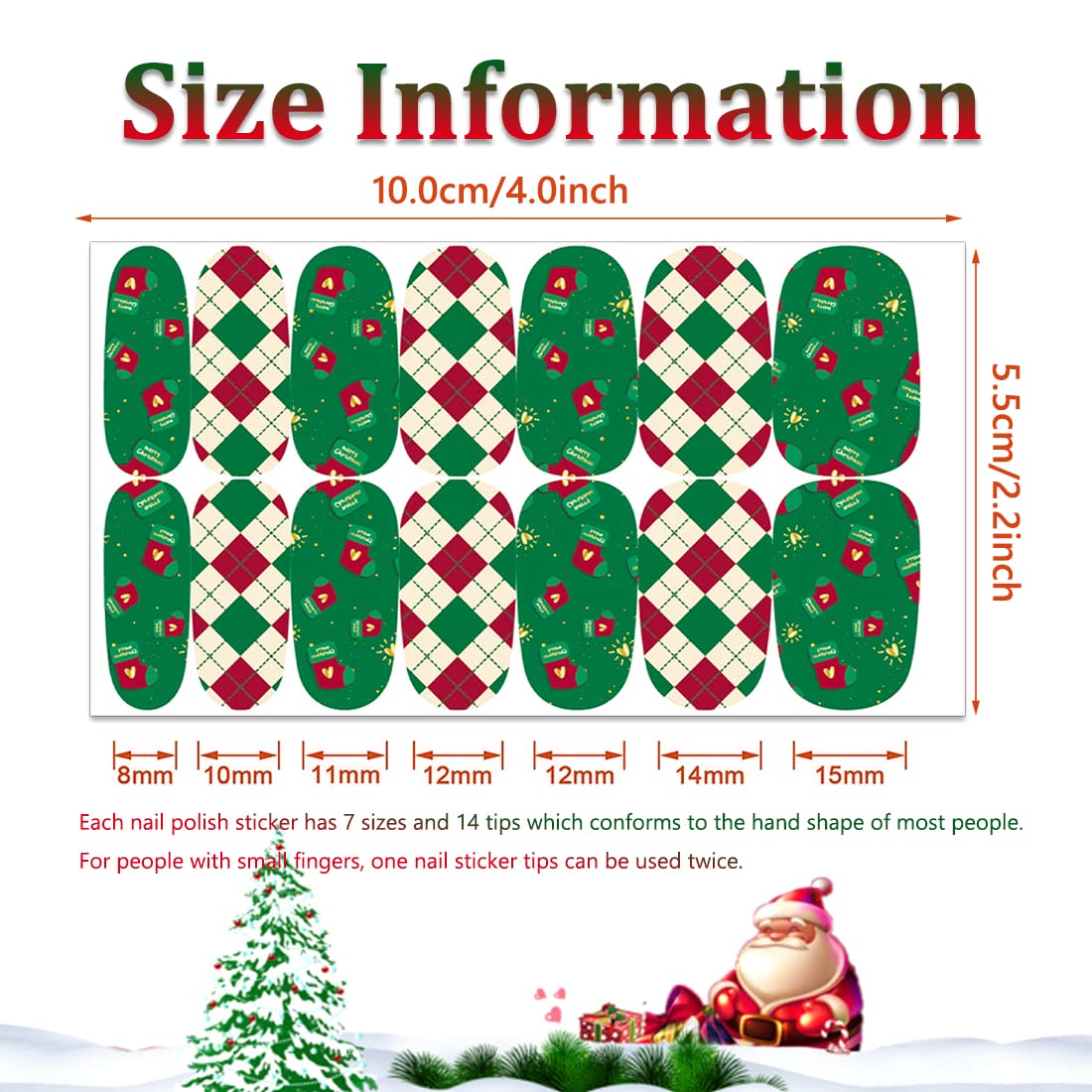 DANNEASY 224-Piece Christmas Nail Polish Strips Kit - 16 Sheets Holiday Nail Stickers, Nail Wraps & Adhesive Nail Art Decals for Women with Nail File & Cuticle Pusher (Green Series) - Perfect for Holiday Parties, Gift Giving & DIY Manicures
