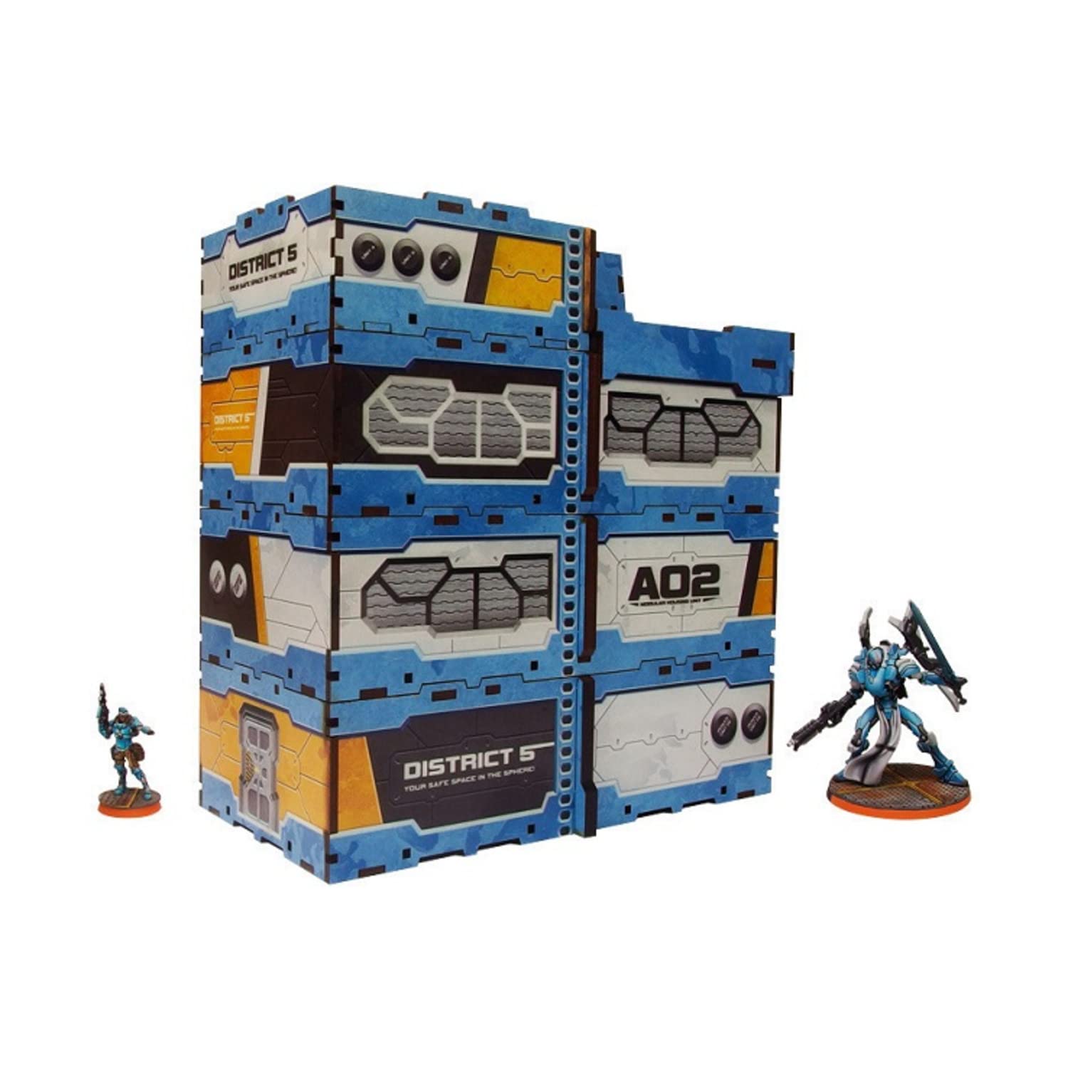 District 5 Pre-Painted Red Model Apartment Building Kit - Miniature Diorama for Wargaming, Tabletop RPG & Architectural Displays