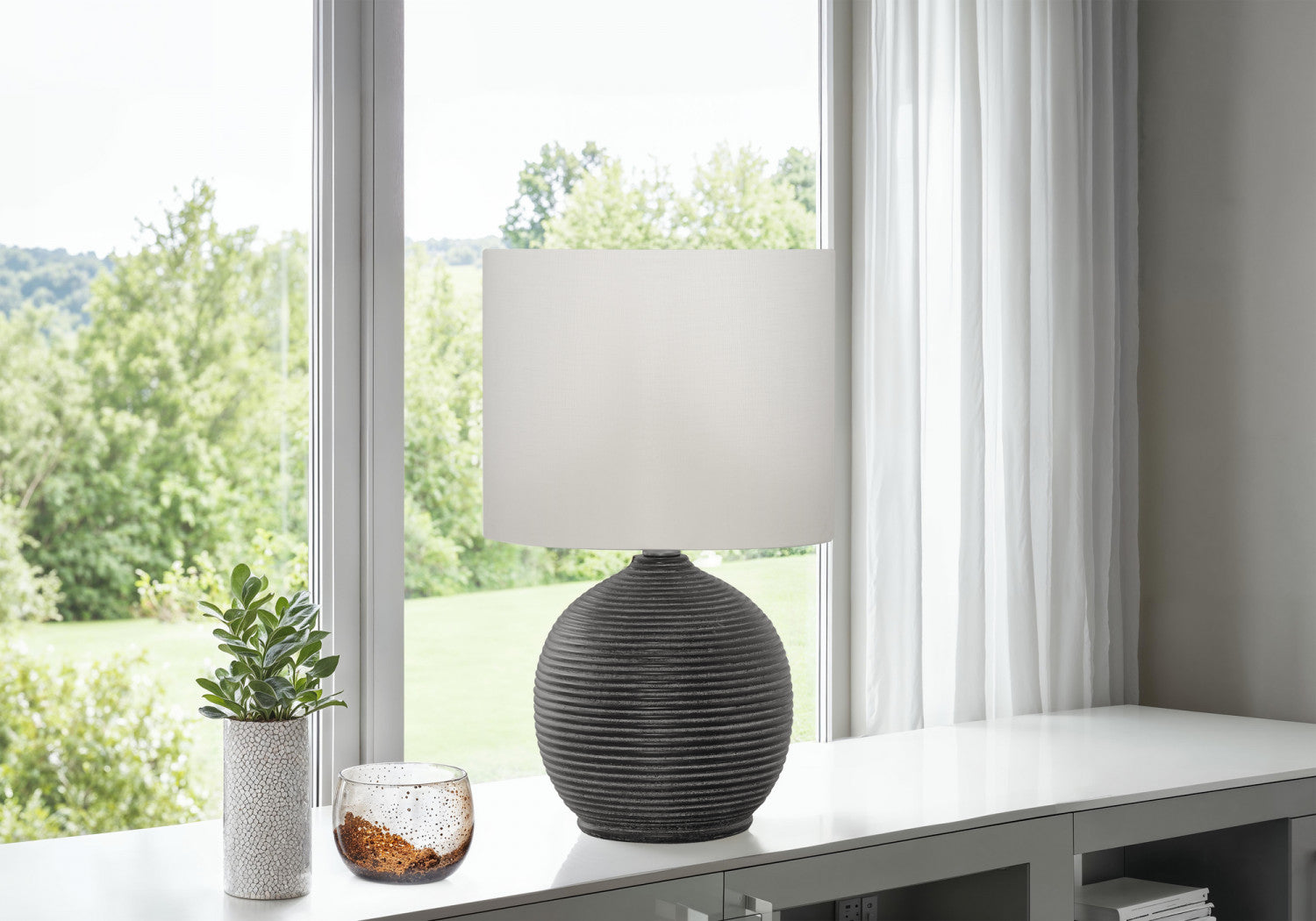 Brighton Black Table Lamp - Modern LED Desk Light for Home Office, Bedroom & Living Room - Stylish Nightstand Lighting for Reading & Decor
