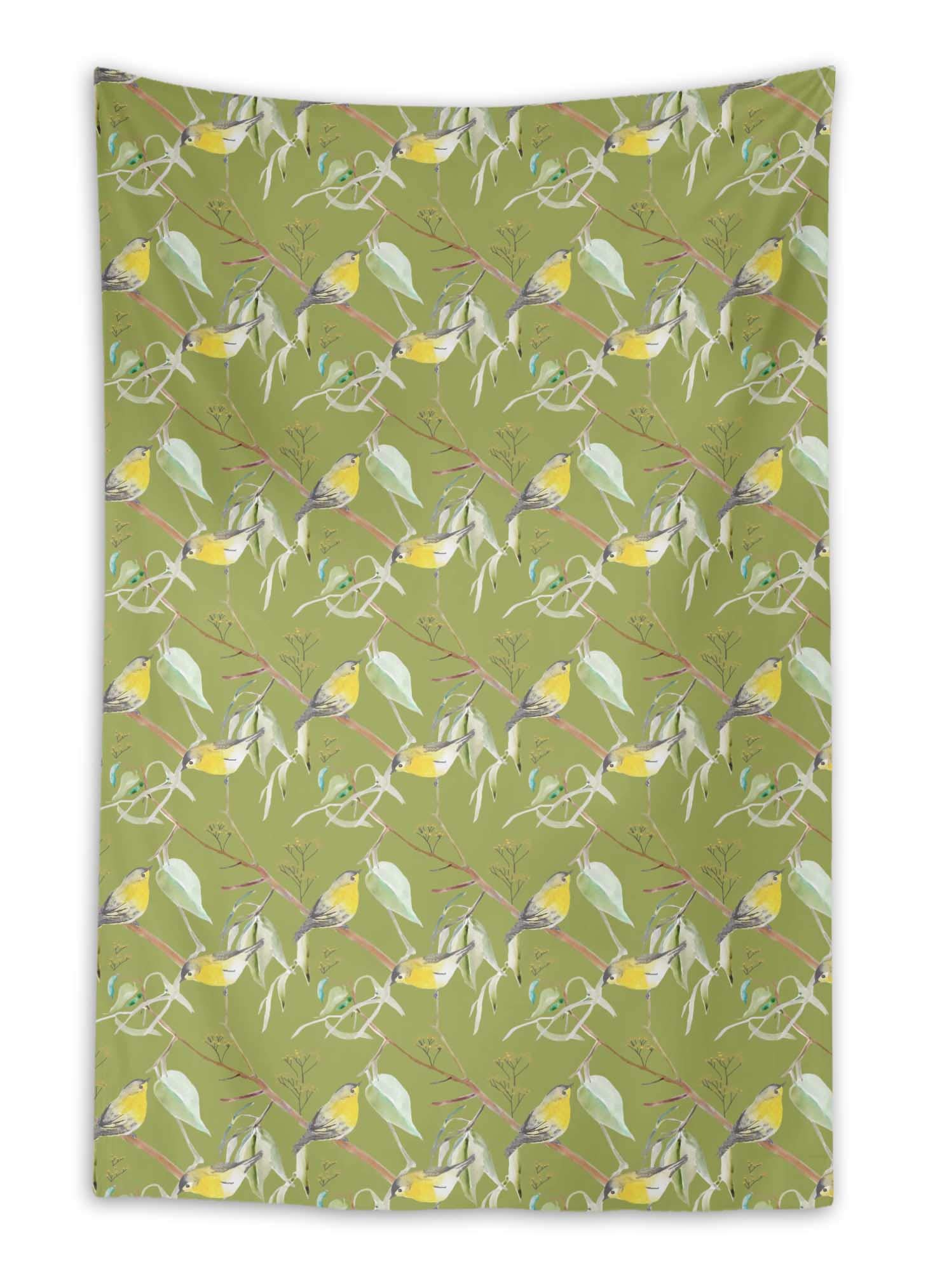 Green Browed Flowerpecker Bird Tapestry Wall Hanging - 58x80 Inches Home Decor for Bedroom, Living Room | Nature-Inspired Boho Room Aesthetic & Dorm Decoration