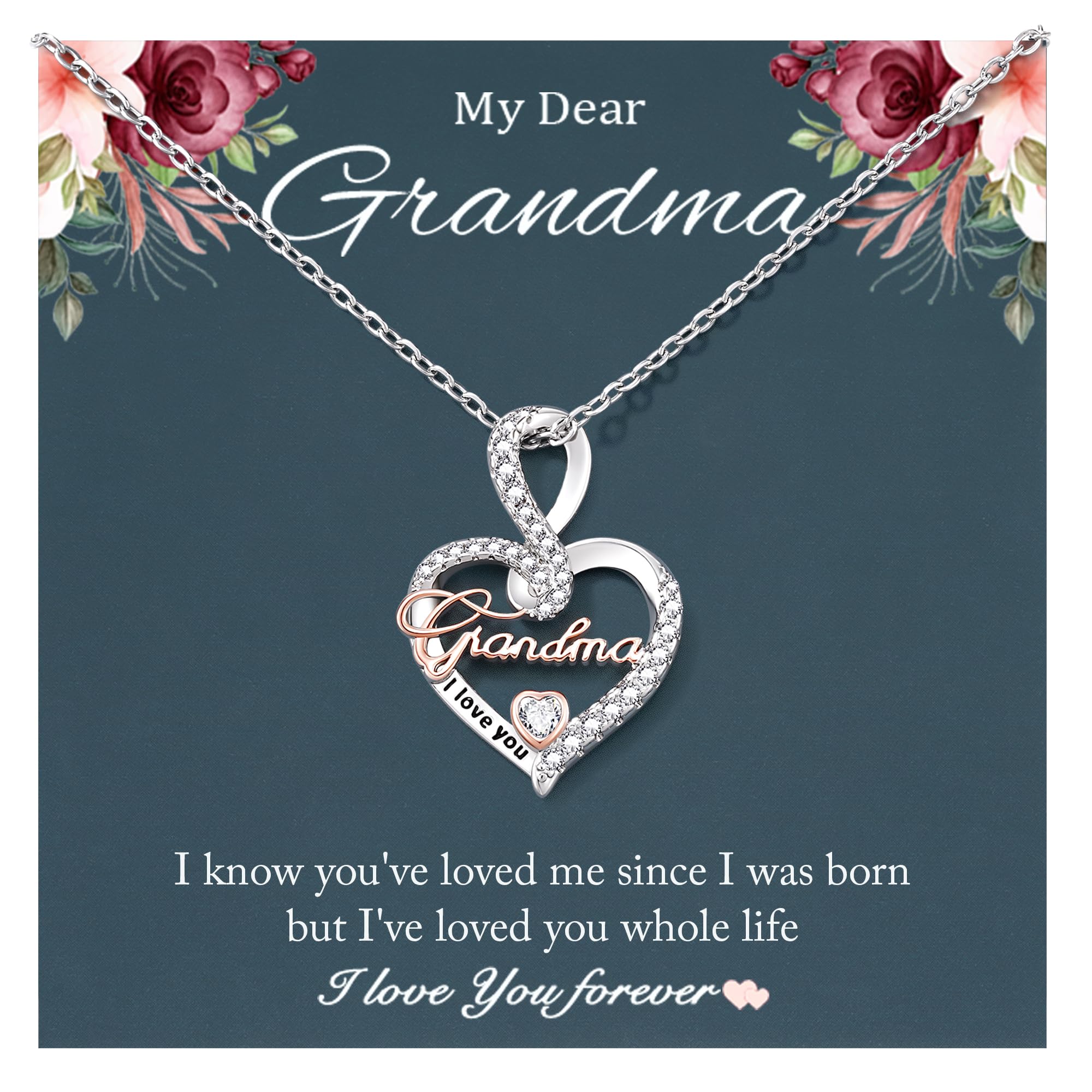 Infinity Love Heart Necklace for Women - Christmas, Birthday Gift for Grandma, Mom, Daughter | Elegant Jewelry for Special Occasions & Everyday Wear