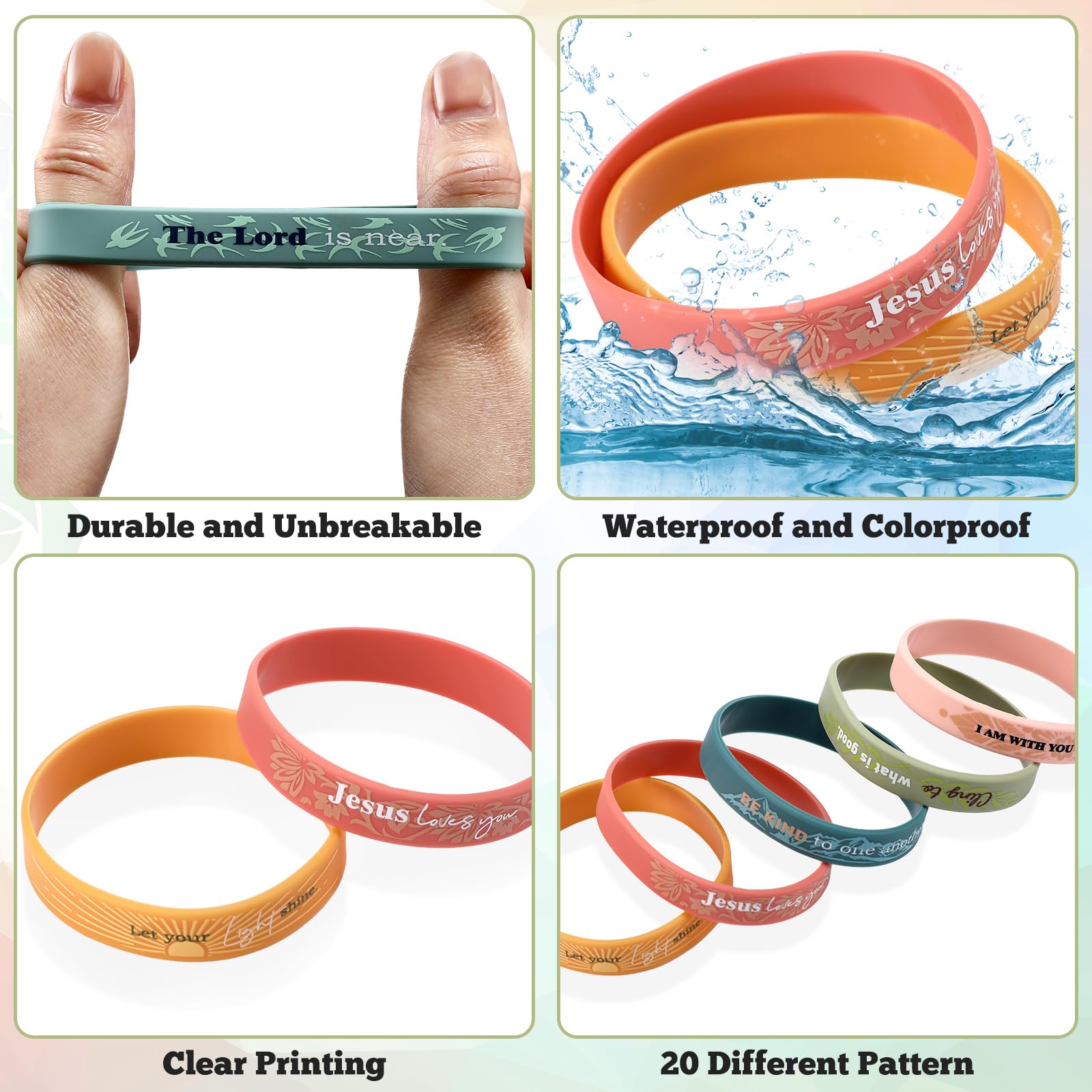 60pcs Christian Silicone Bracelets with Bible Verses - Inspirational Gifts for Men, Women & Kids - Perfect for Church & Daily Wear