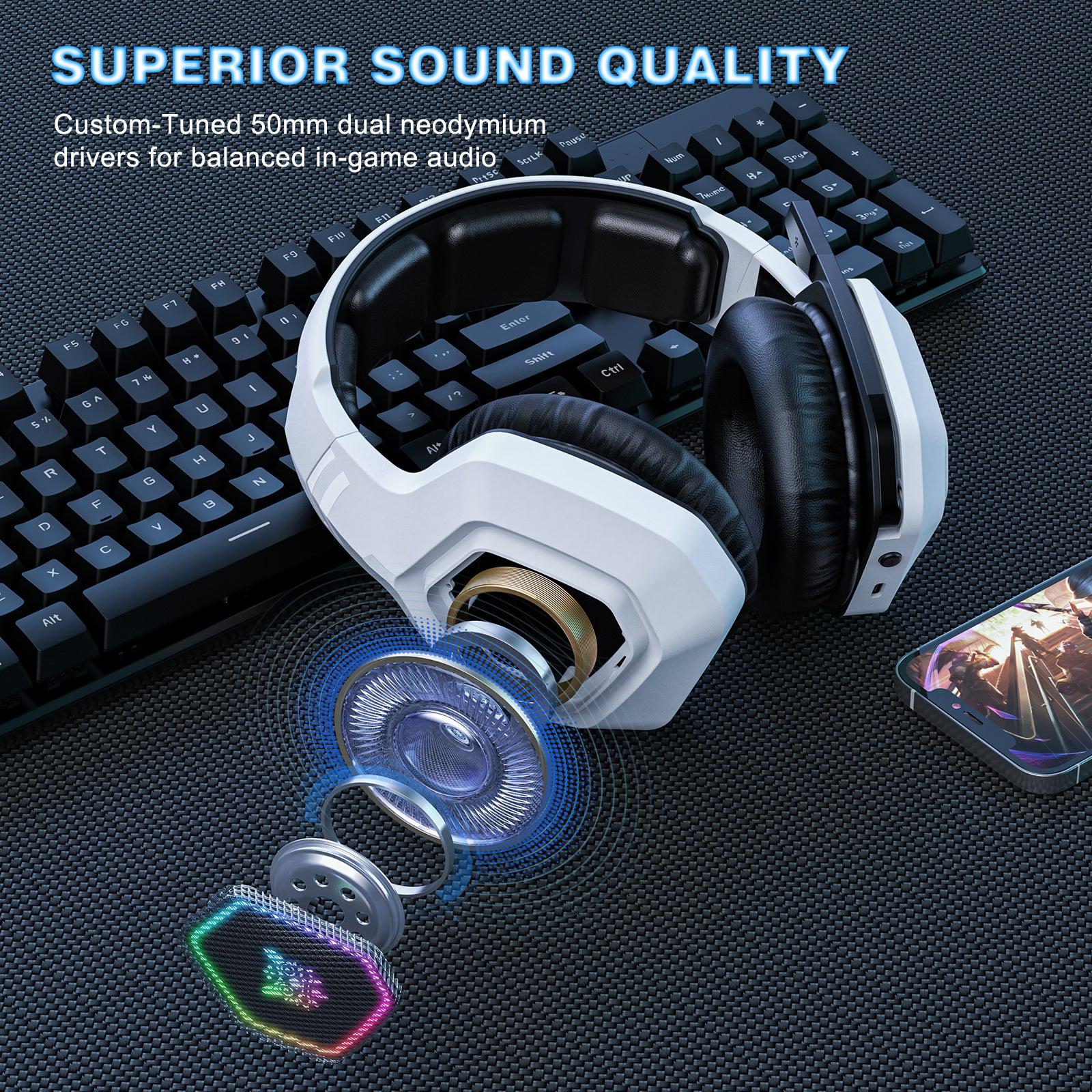 ONIKUMA B100 Wireless Gaming Headset - Bluetooth 2.4G & Wired 3-Mode Lightweight Over-Ear Headphones for PC, PS5, Xbox - Perfect for Esports, Streaming & Online Gaming