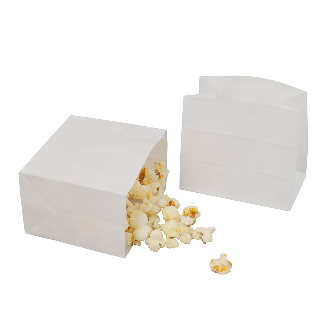 White Paper Large Snack Bags 4.25x2.5x3.75 Inches - 100 Count Bulk Pack for Party Favors, Candy Storage & Food Packaging