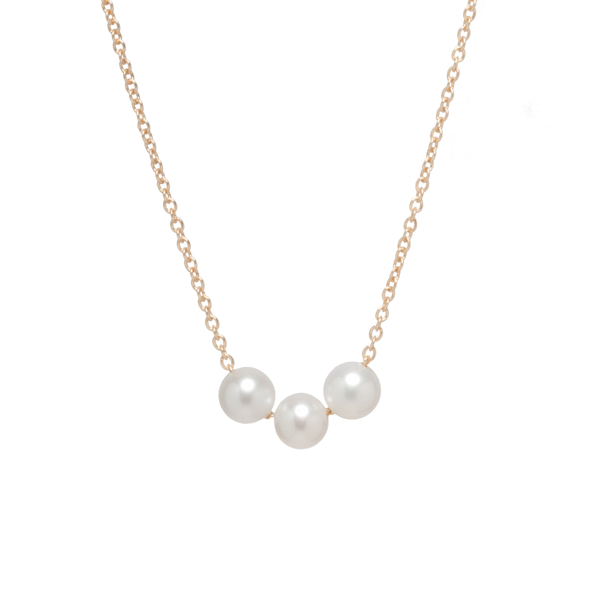 14K Gold 3-Pearl Necklace for Women - Elegant Pearl Jewelry for Weddings, Parties & Special Occasions