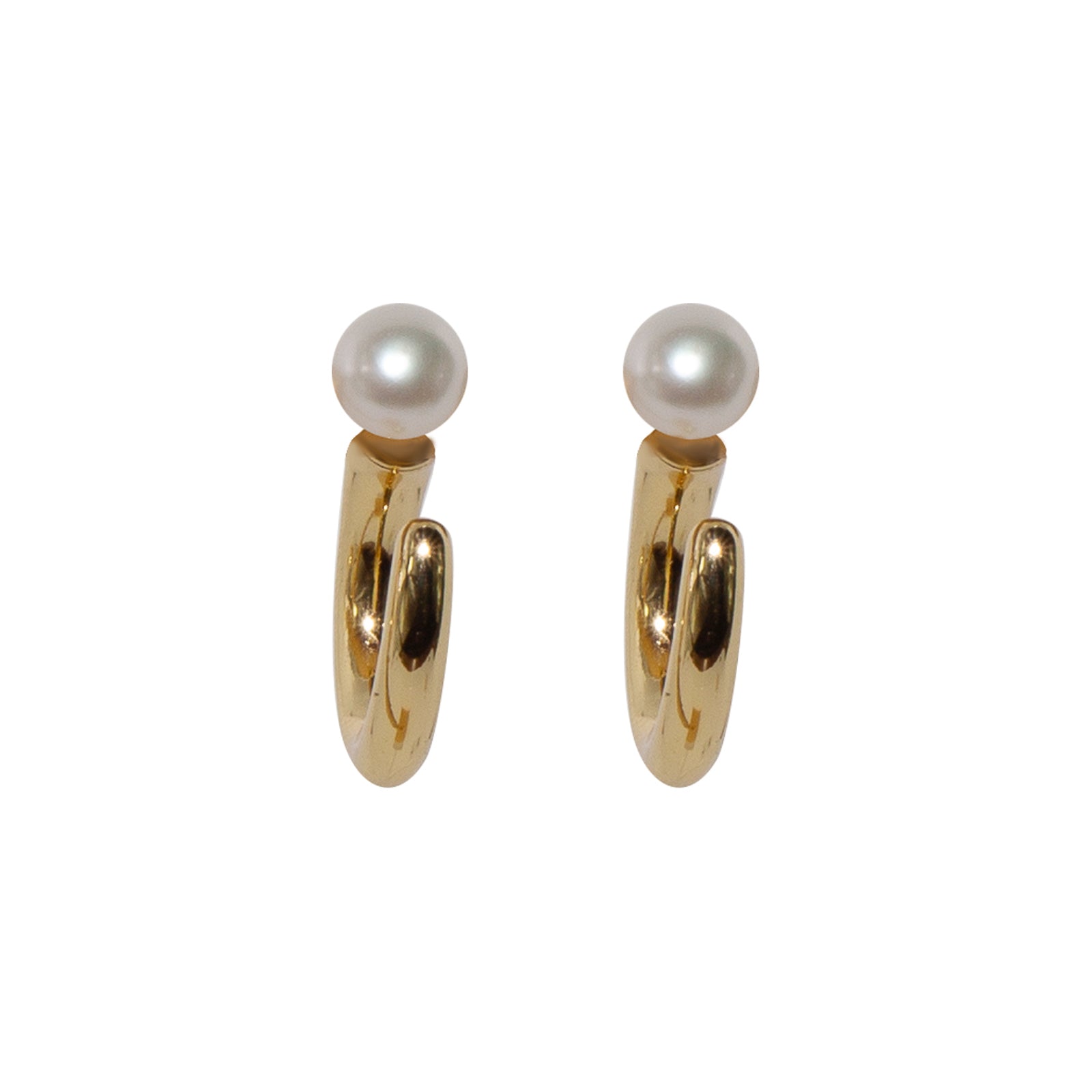 Elegant Gilded Arc Pearl Earrings for Women – 18K Gold Plated Dangle Earrings for Wedding, Party & Special Occasions