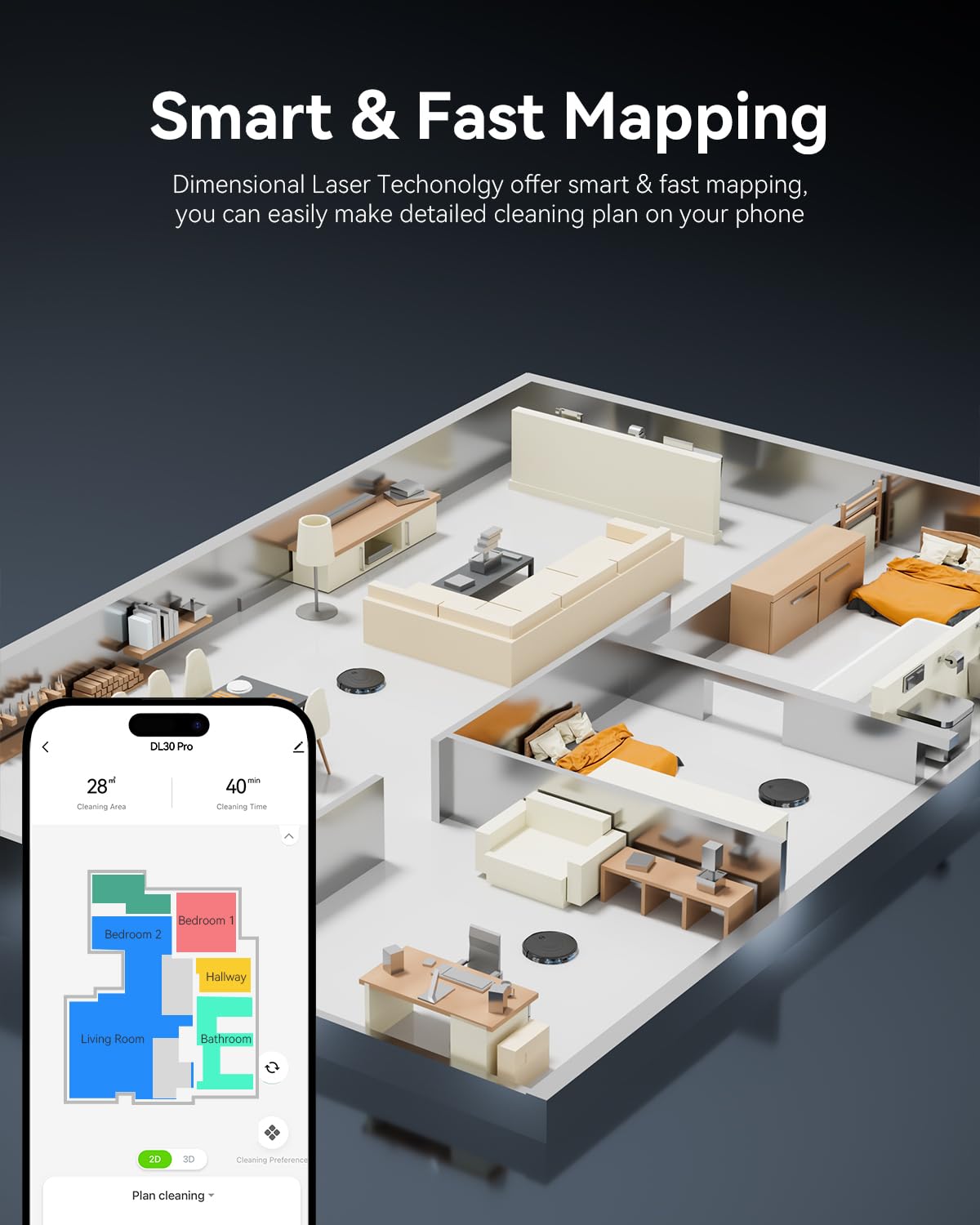 Smart Robot Vacuum and Mop Combo with LiDAR Navigation - Ultra Slim 2-in-1 Robotic Cleaner with 9000Pa Strong Suction, 200 Min Runtime, Auto Recharge - Perfect for Pet Hair, Hardwood Floors & Carpets - Ideal for Homes with Pets, Kids & Allergy Sufferers