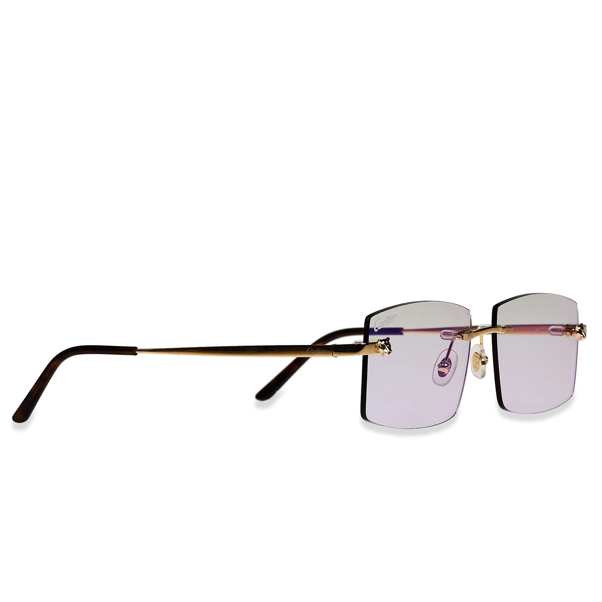 Cartier CT0148O 001 Panthere De Cartier Rimless Sunglasses for Women - Luxury Designer Eyewear - UV Protection - Perfect for Travel, Beach & Fashion Events