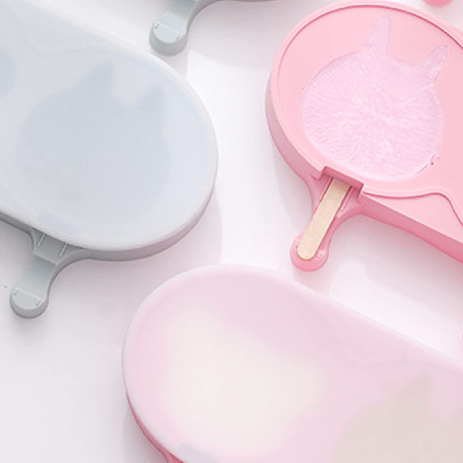 Non-Stick Silicone Ice Pop Molds - 2 Cavity Reusable Popsicle Makers for Homemade Ice Cream, Fruit Pops & Yogurt Treats - BPA-Free, Easy Release, Dishwasher Safe (Pink Dog Design) - Perfect for Summer Parties, Kids Snacks & Healthy Desserts