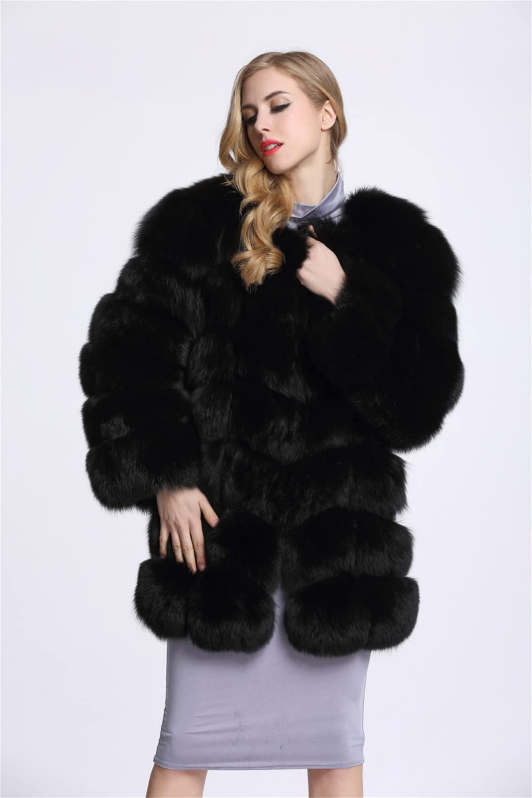 Women's Winter Plus Size Faux Fur Coat - Warm Long Sleeve Fluffy Jacket Parka for Cold Weather | Cozy Outerwear for Casual Outings & Holiday Events