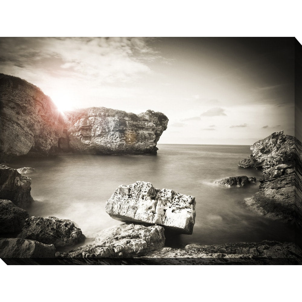 Stunning Black & White Ocean Sunset Giclee Print - Premium Canvas Wall Art Decor for Living Room, Bedroom & Office - Coastal & Modern Home Decor