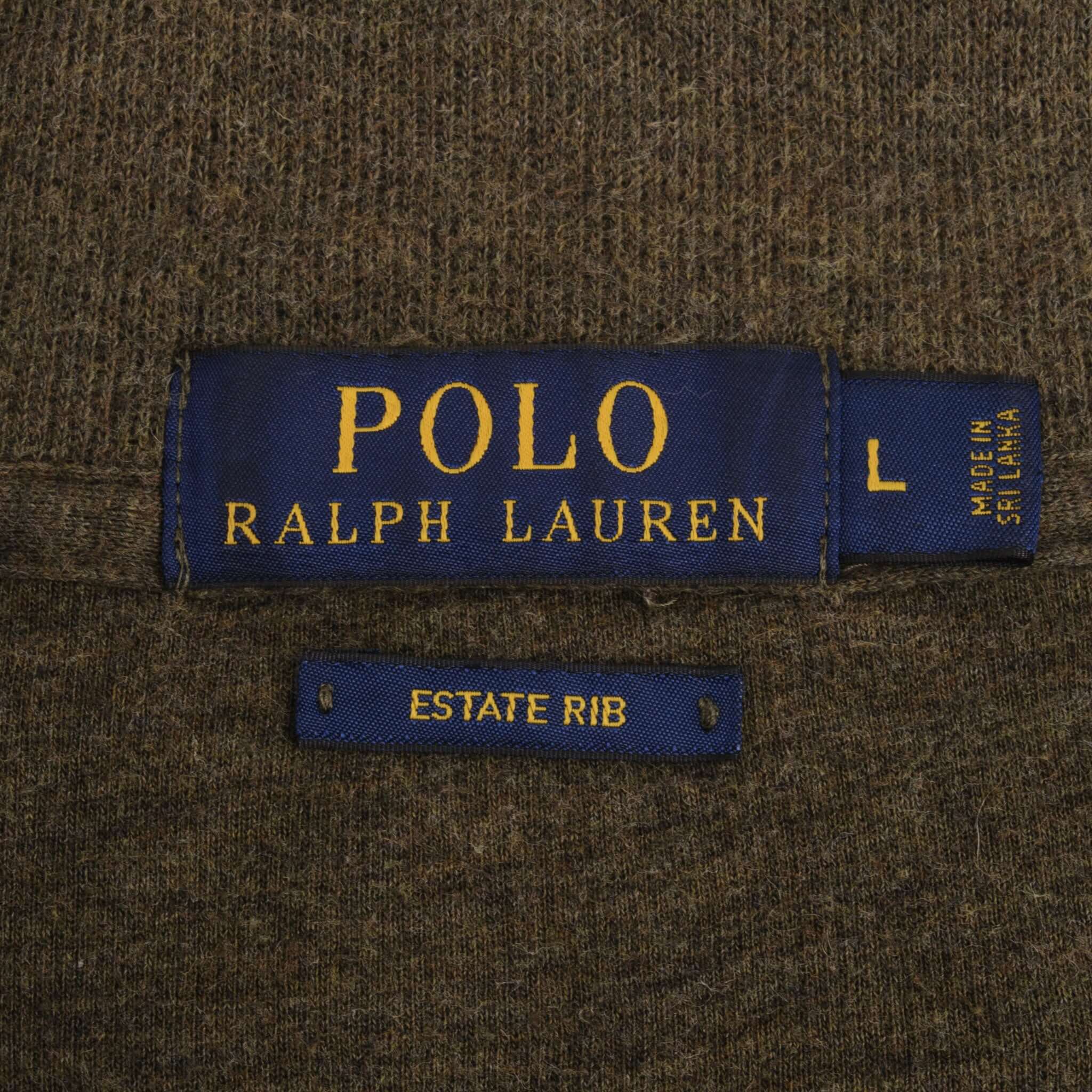 Ralph Lauren Men's Olive Green Quarter Zip Sweater - Size Large - Casual & Office Wear for Men