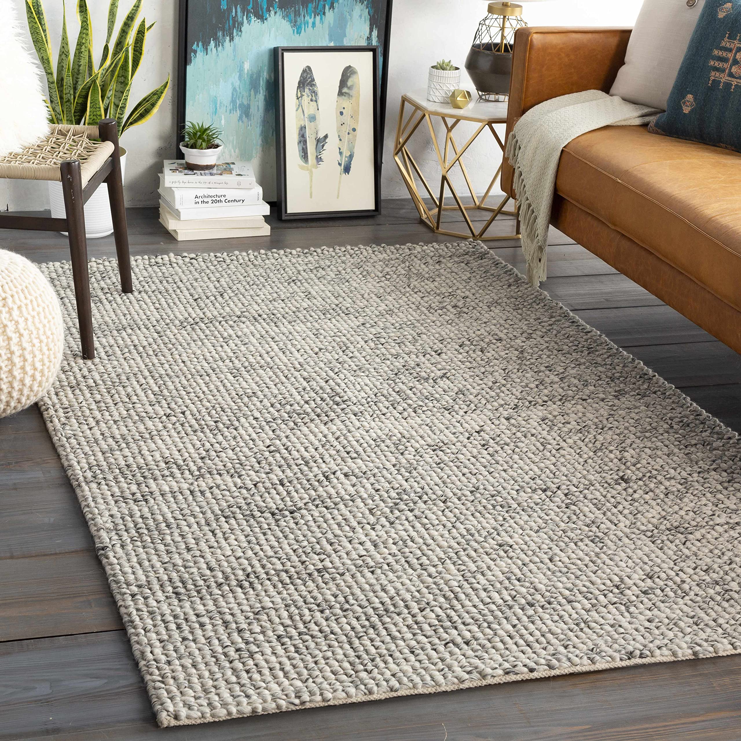 Hauteloom Limekiln Wool Area Rug - Soft & Durable Gray Ivory 6' x 9' - Perfect for Living Room, Bedroom, Office Decor