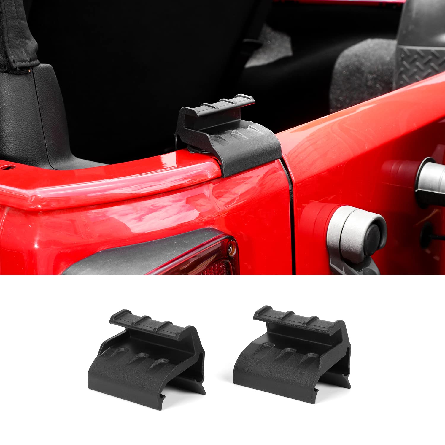 Jeep Wrangler JK & Unlimited 2007-2018 Soft Top Replacement Parts - 2 Pack Rear Window Brackets & Tailgate Bar Retainer Clips | Compatible with Jeep Wrangler JK Unlimited | Perfect for Off-Roading, Camping & Adventure Trips