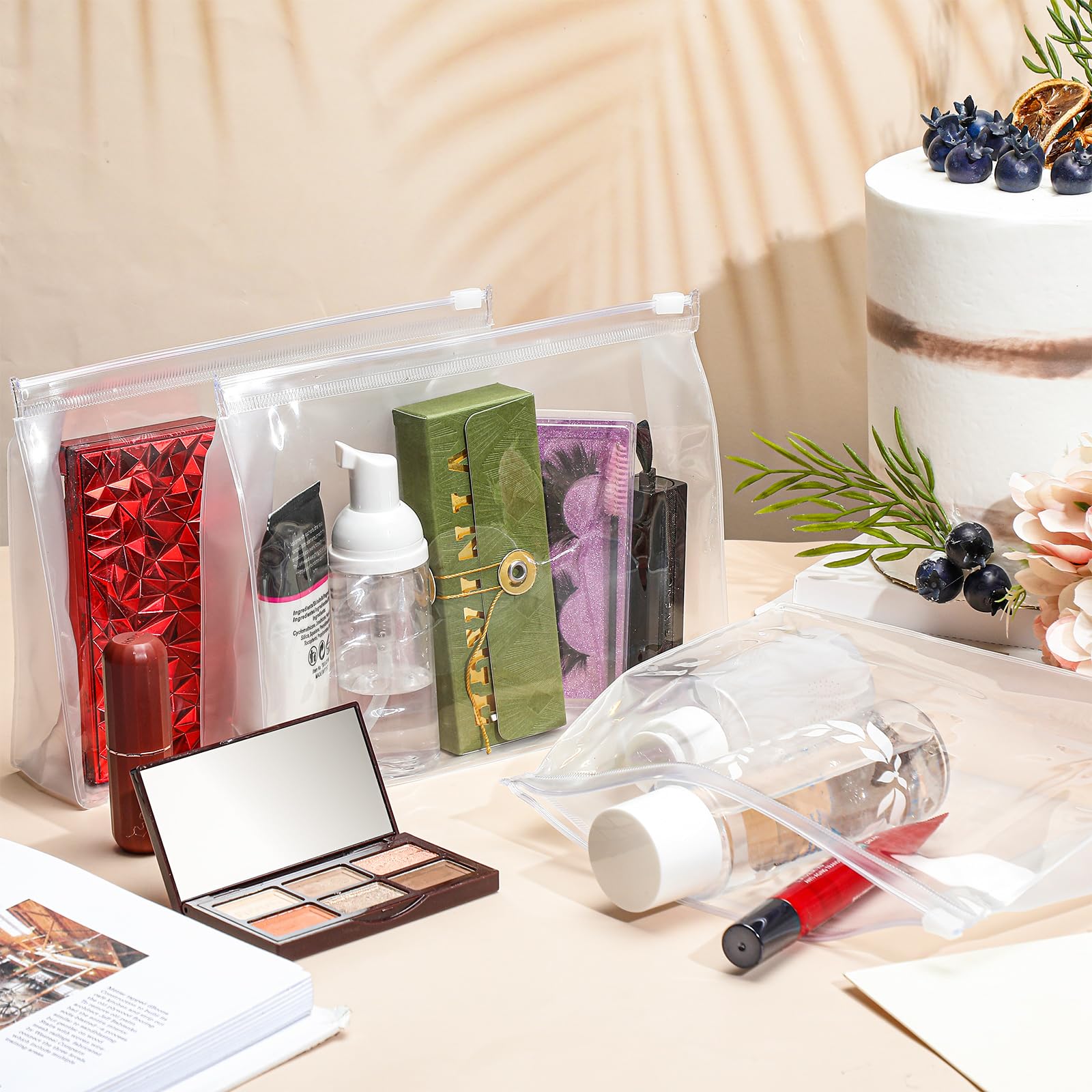 Xuniea 100 Pcs Mini Clear Makeup Bags - PVC Small Travel Toiletry Organizer Pouches Bulk - Waterproof Transparent Plastic Cosmetic Bags with Zipper for Women & Men - Perfect for Travel, Gym, Camping & Daily Organization (9.8 Inches)