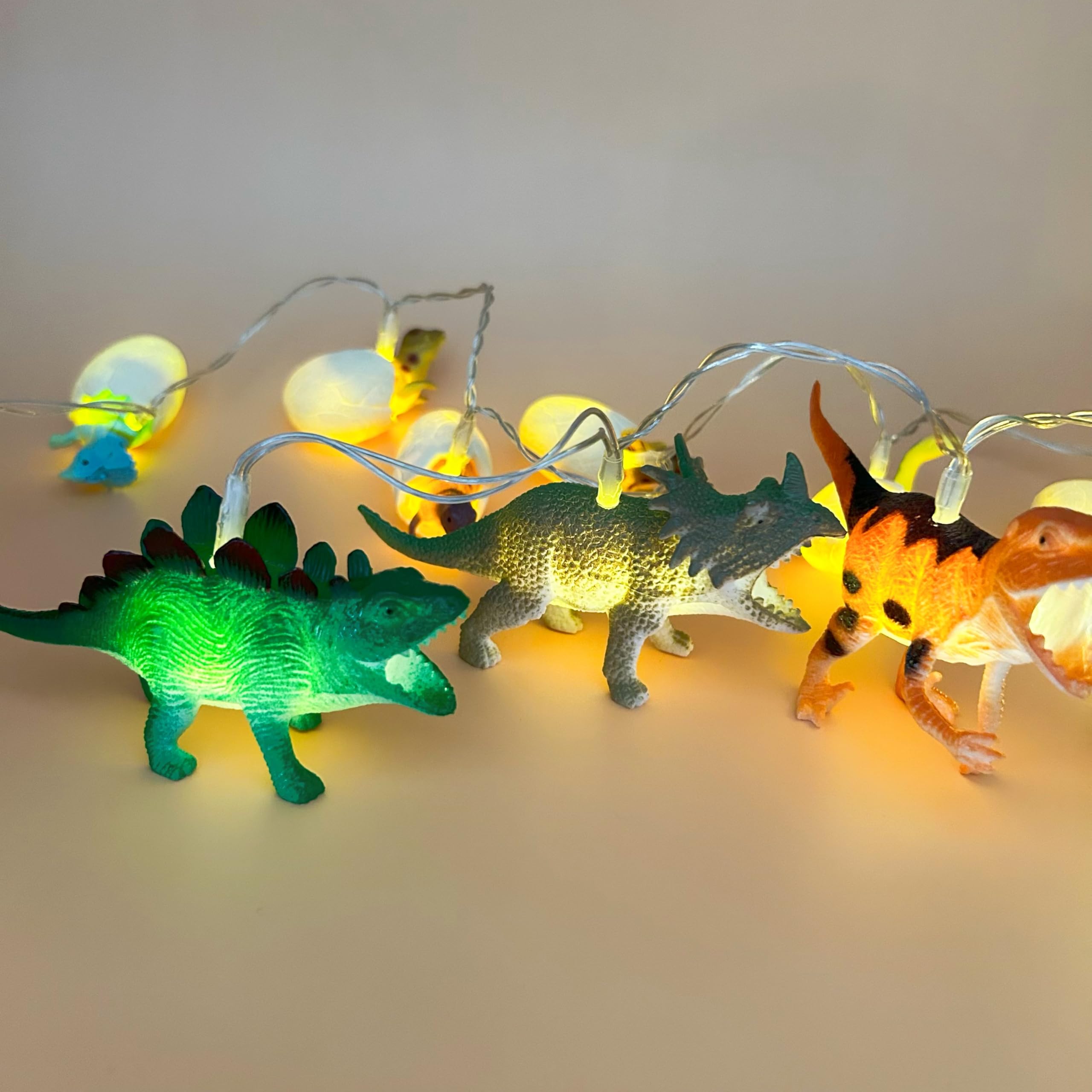 2 Pack LED Dinosaur String Lights - 10FT Battery Operated Dino Lights for Boys Room Decor, Kids Bedroom, Birthday Party & Indoor Dinosaur Theme Decoration - Perfect Gift for Children & Dinosaur Lovers