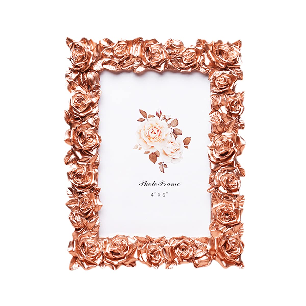 Romantic Rose Resin Picture Frame 4x6 - Elegant Tabletop Photo Display for Bedroom Decor | Perfect for Wedding, Anniversary & Home Décor Gifts