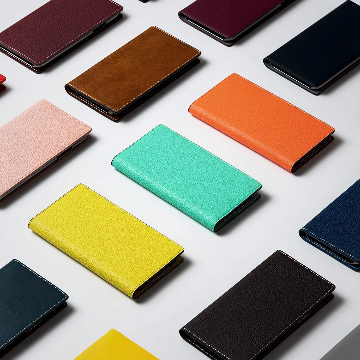 Premium SLG D8 Neon Full Grain Leather Wallet Case for iPhone 12 Pro Max - Handcrafted Diary Style with Card Slots & Cash Pocket | Luxury Protective Phone Cover for Business & Travel | Gift Box Included (Coral)
