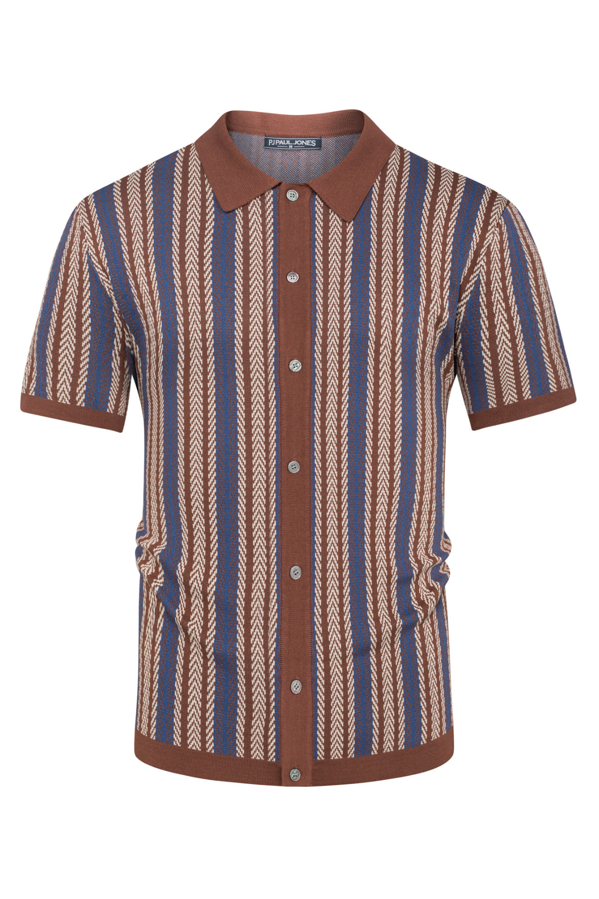 Vintage 70s Retro Men's Polo Shirts - Short Sleeve Knit Button Down Shirt with Striped Design - Perfect for Casual Wear, Office Outfits & Summer Fashion