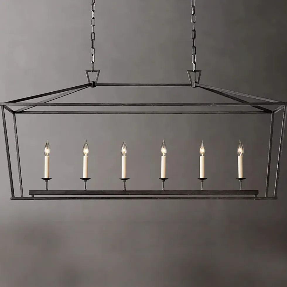 Modern Geometric Cage Candelabra Industrial Ceiling Light Fixture - Vintage Style Metal Pendant Lighting for Dining Room, Kitchen, or Living Room